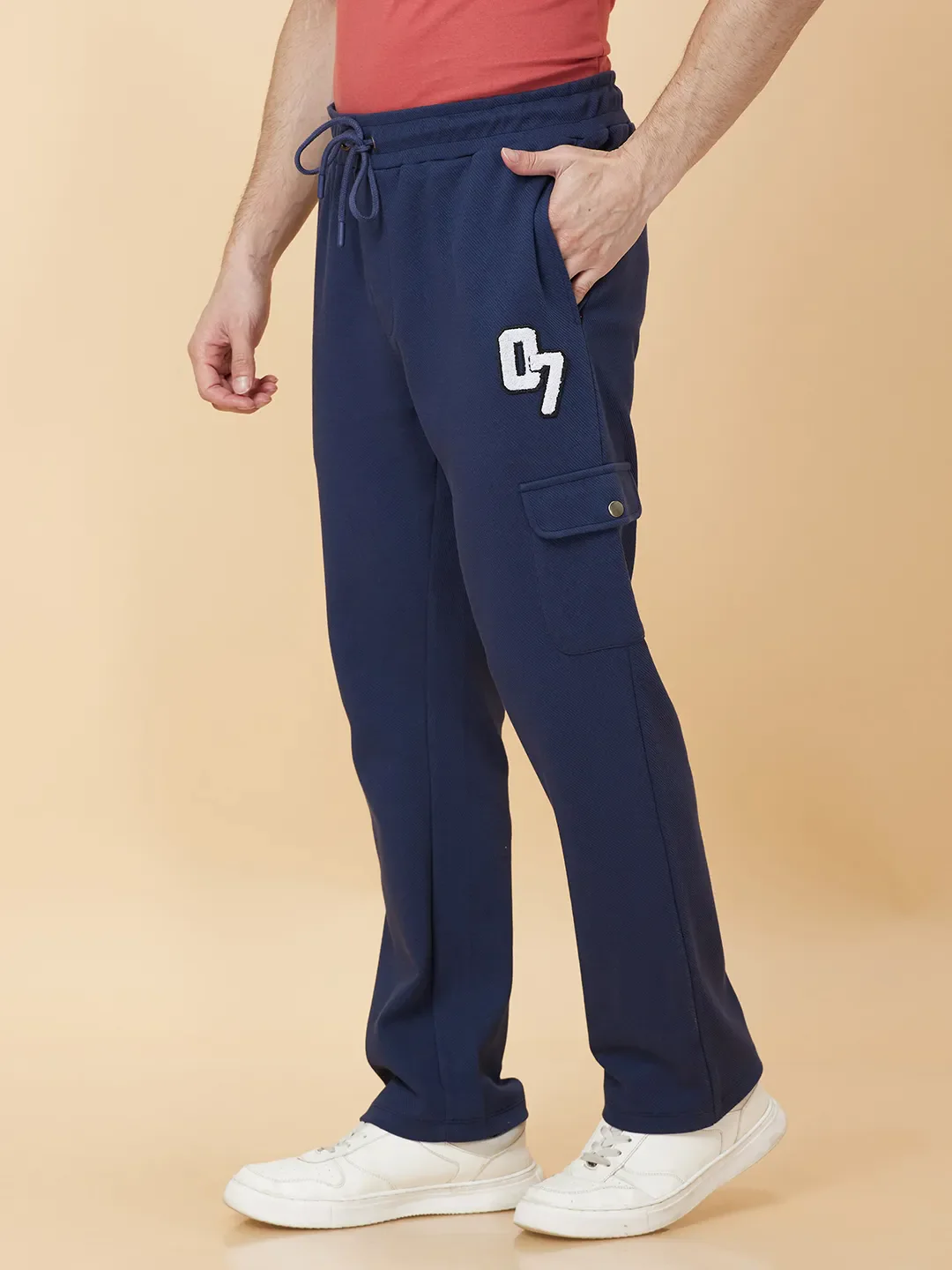 Navy Regular Fit Track Pants For Men By Being Human Clothing - Image 3