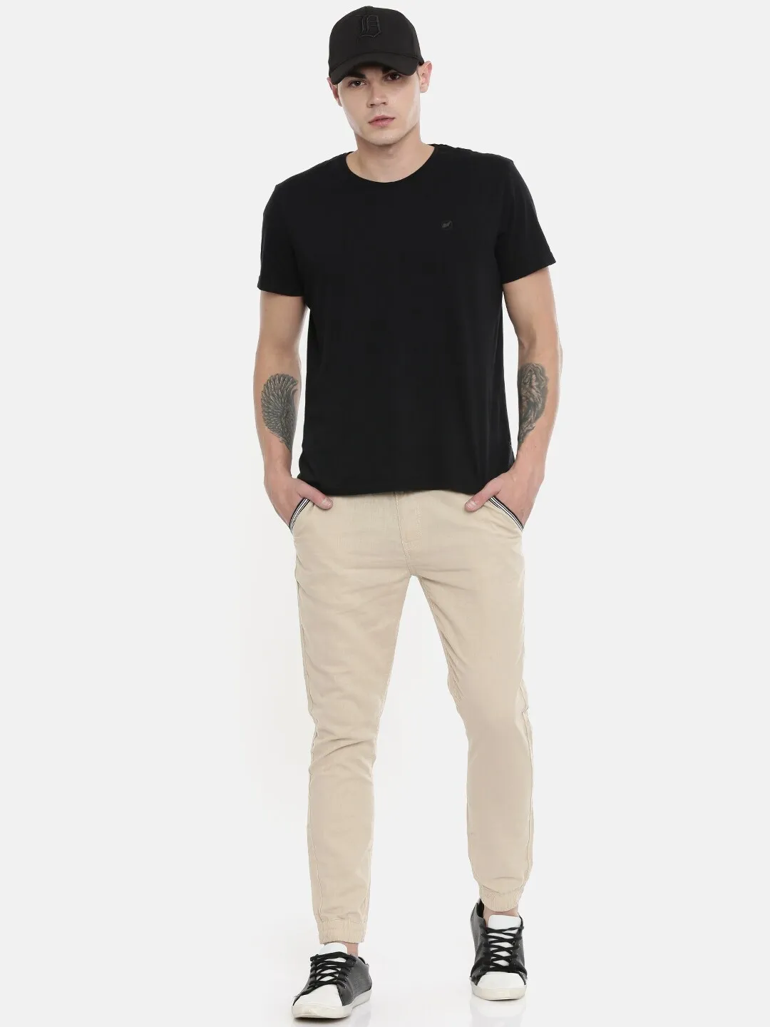 Beige Regular Fit Men's Chinos by Being Human Clothing - Image 5
