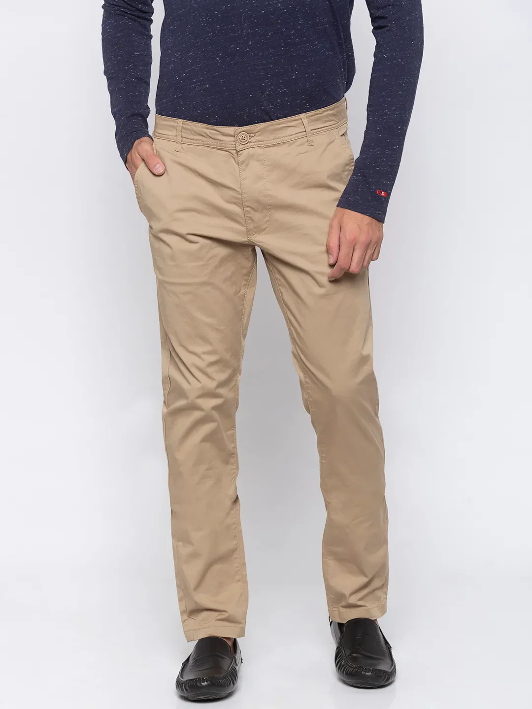 Beige Regular Fit Men's Chinos by Being Human Clothing