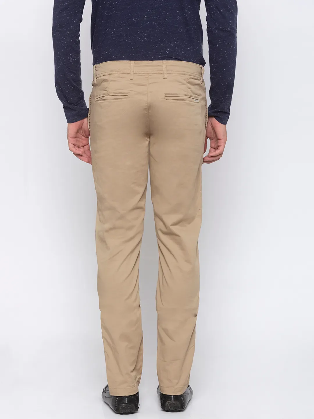 Beige Regular Fit Men's Chinos by Being Human Clothing - Image 3