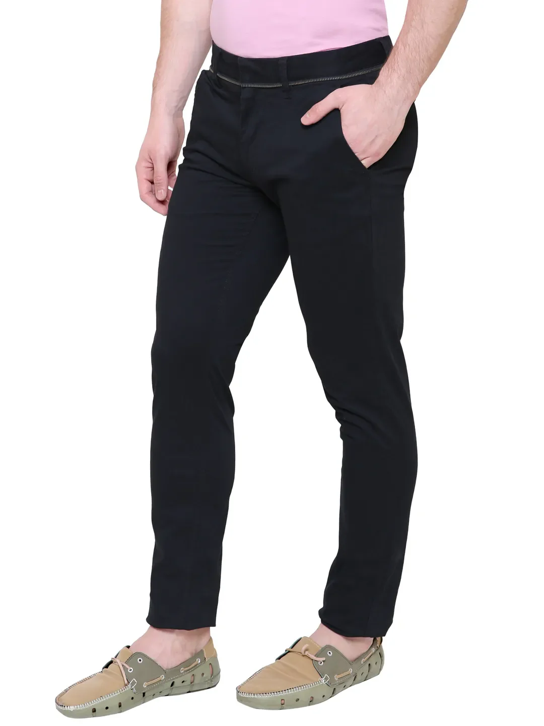 Black Regular Fit Chinos For Men By Being Human Clothing - Image 3