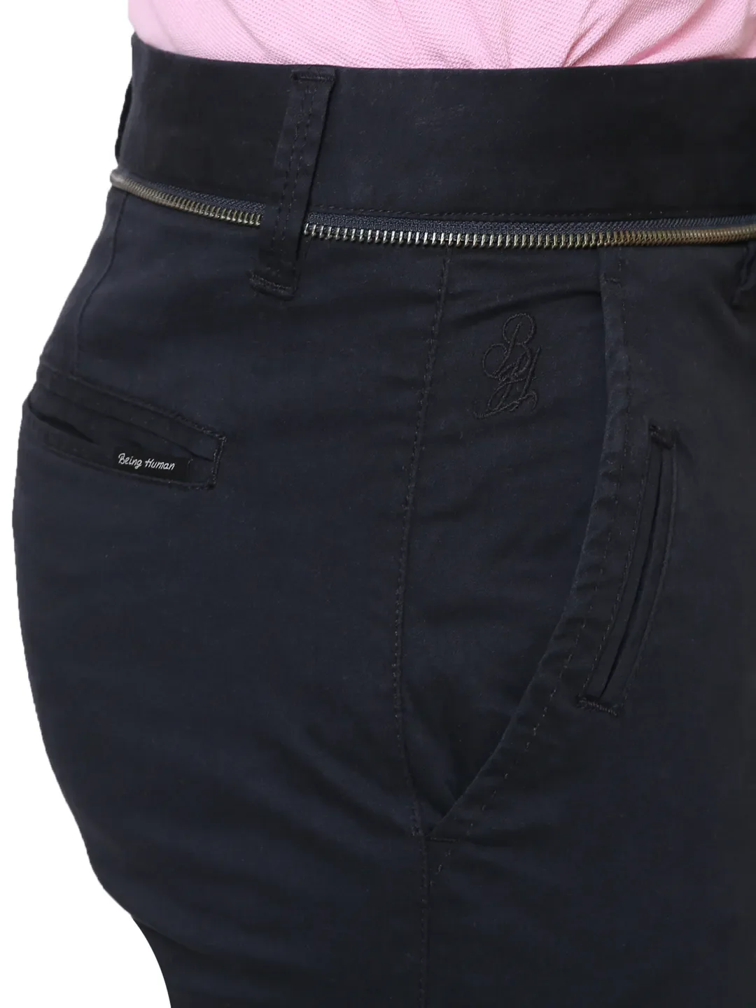 Black Regular Fit Chinos For Men By Being Human Clothing - Image 5