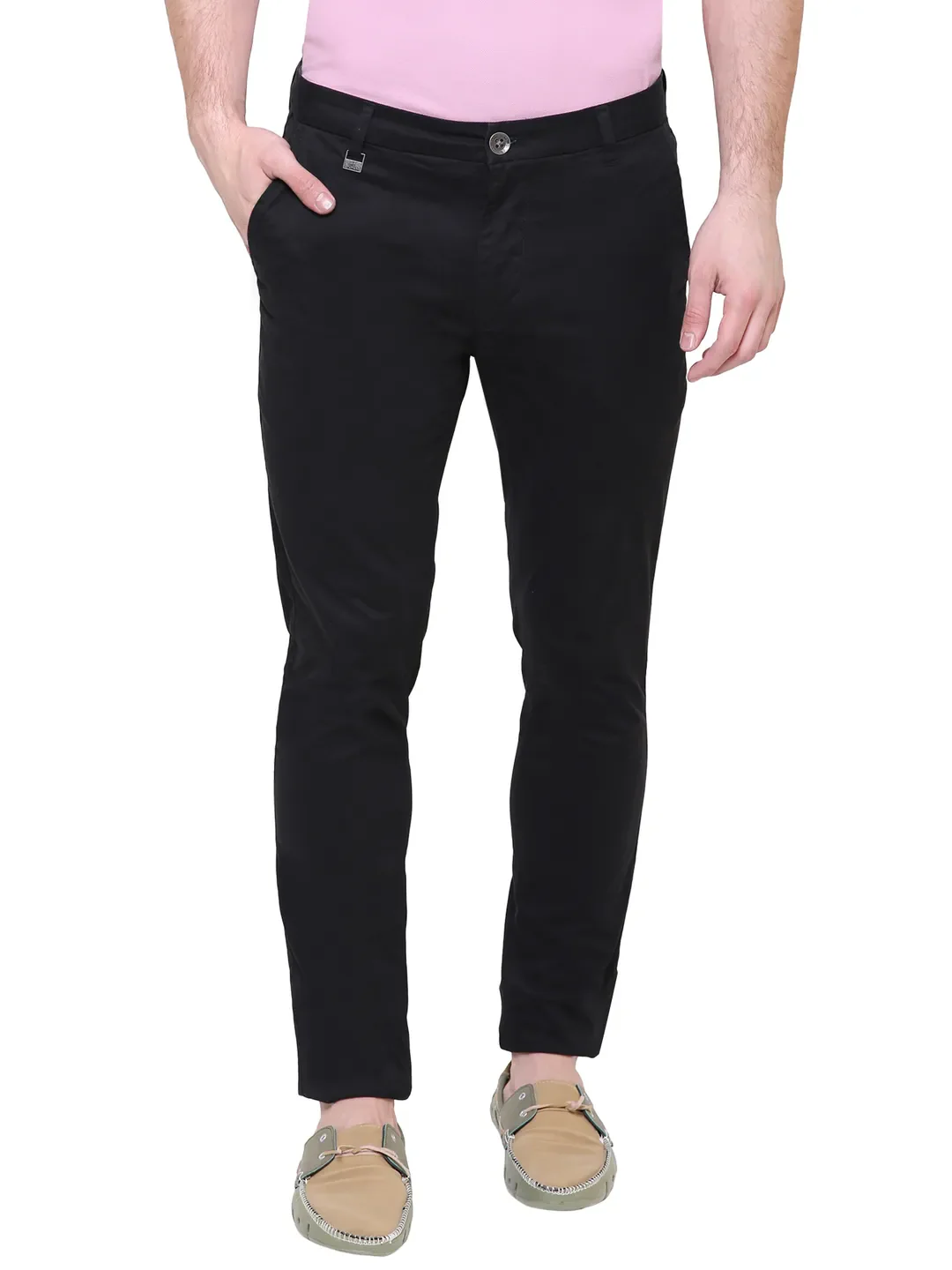 Black Regular Fit Men's Chinos by Being Human Clothing