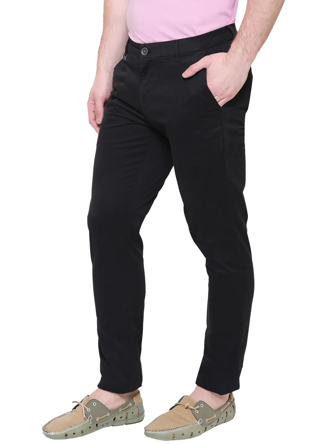 Black Regular Fit Men's Chinos by Being Human Clothing - Image 2