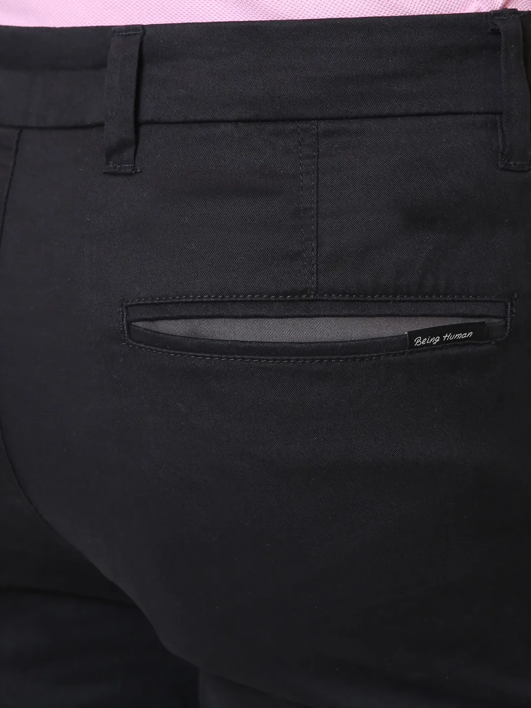 Black Regular Fit Men's Chinos by Being Human Clothing - Image 4
