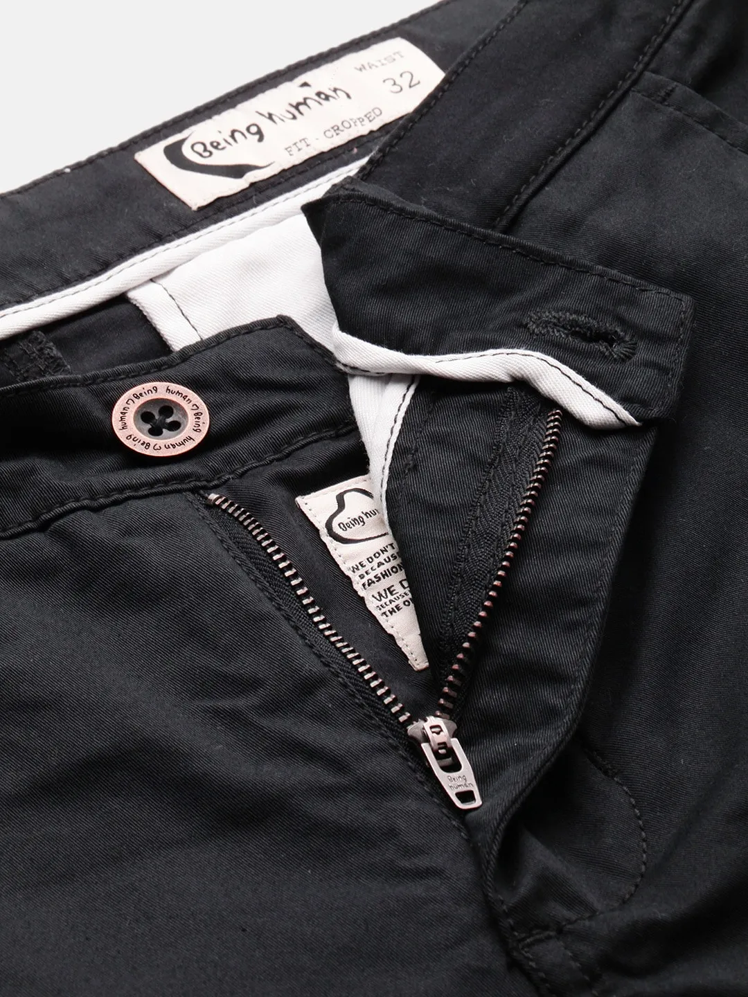 Black Regular Fit Men's Chinos by Being Human Clothing - Image 4