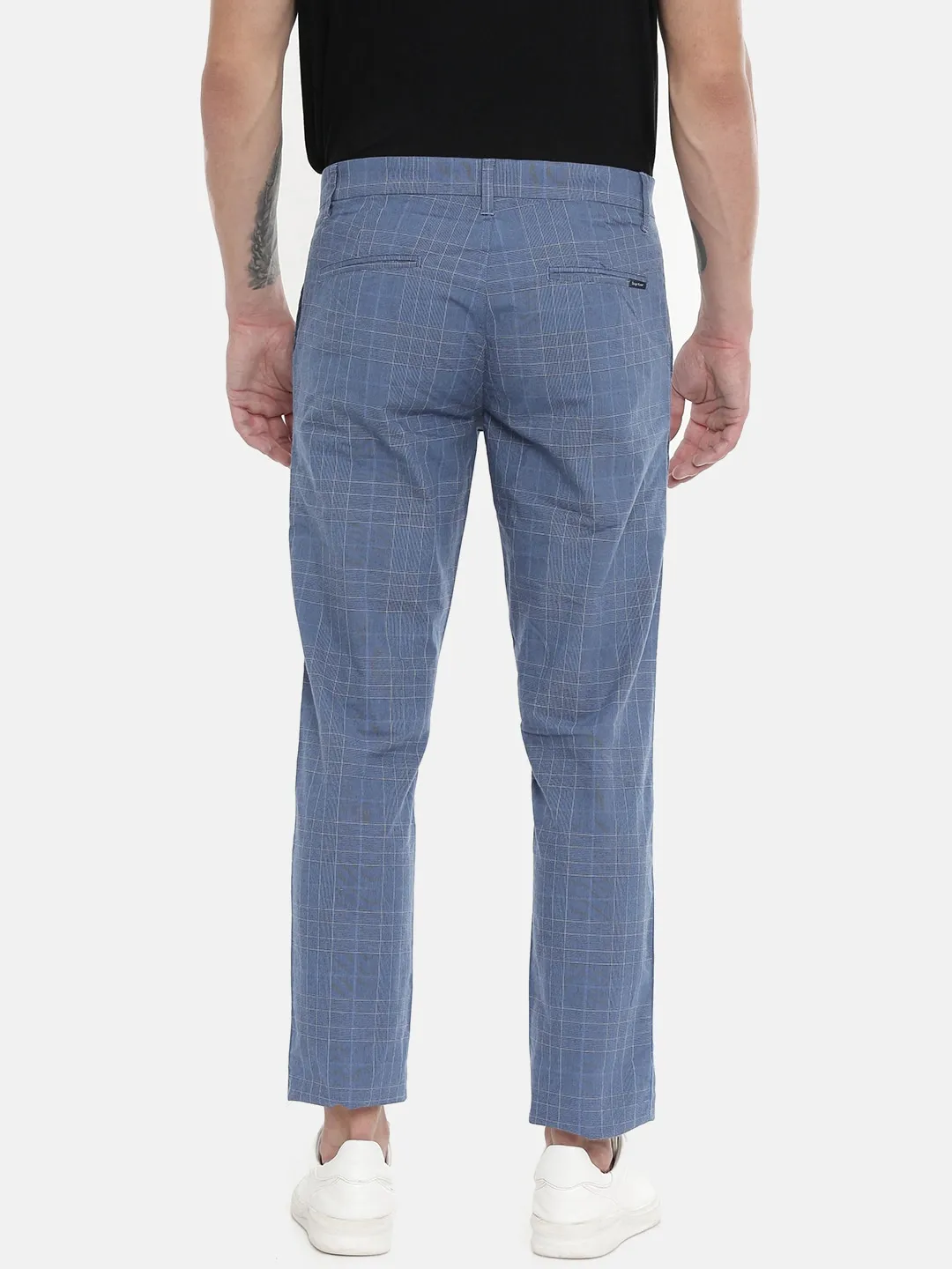 Blue Regular Fit Men's Chinos by Being Human Clothing - Image 3