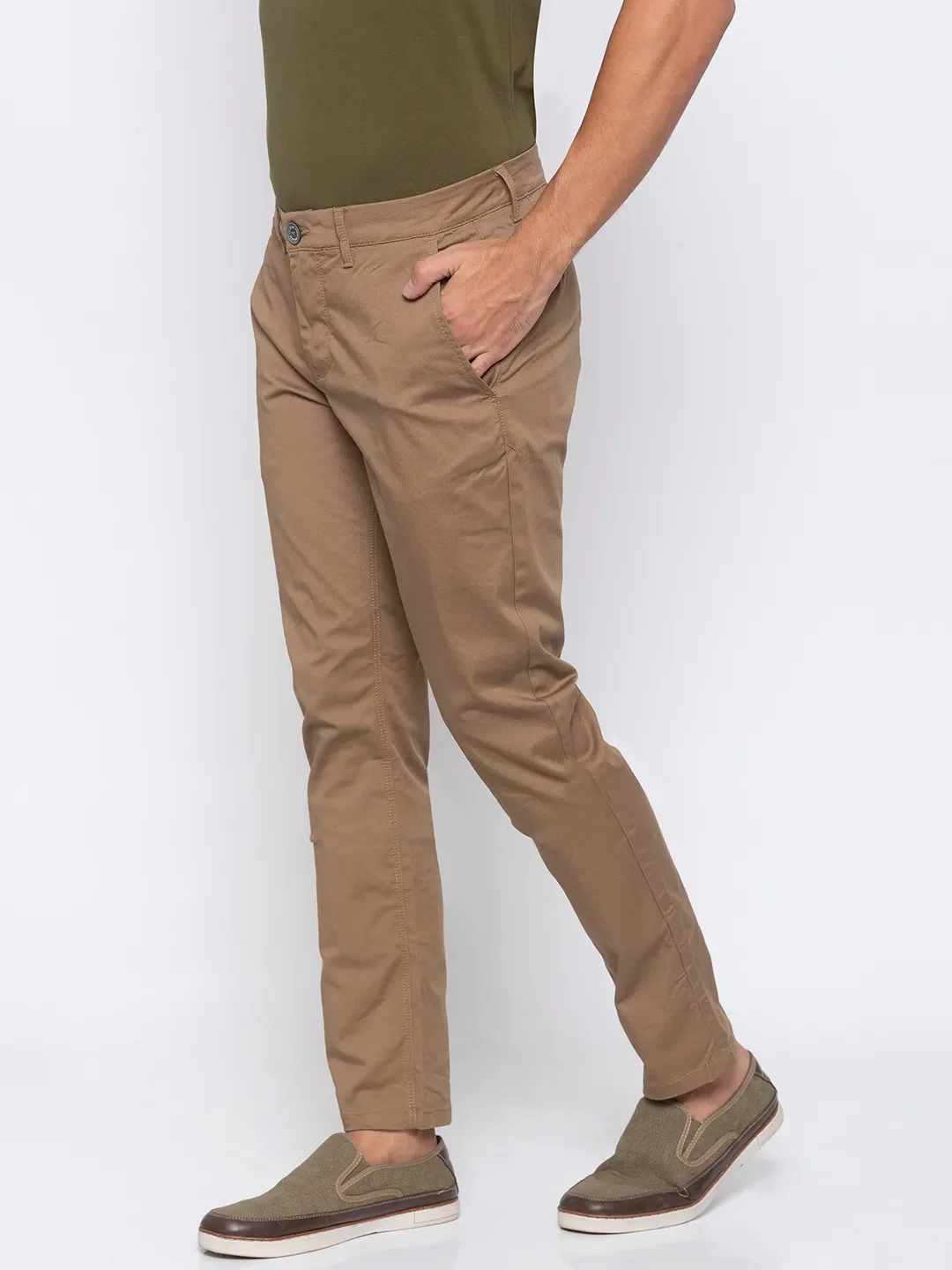 Brown Regular Fit Men's Chinos by Being Human Clothing - Image 2