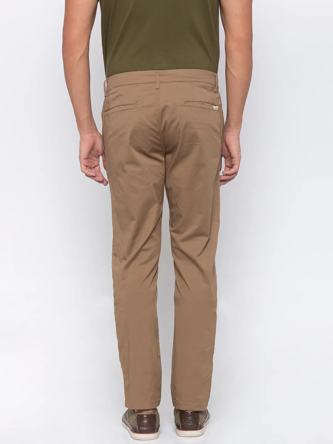 Brown Regular Fit Men's Chinos by Being Human Clothing - Image 3
