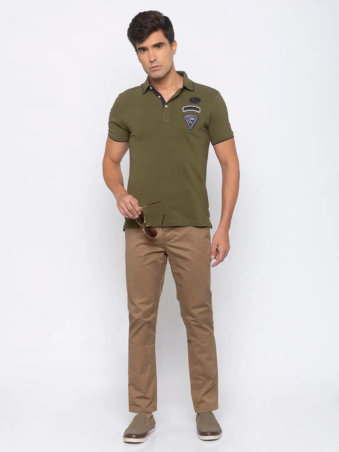 Brown Regular Fit Men's Chinos by Being Human Clothing - Image 5
