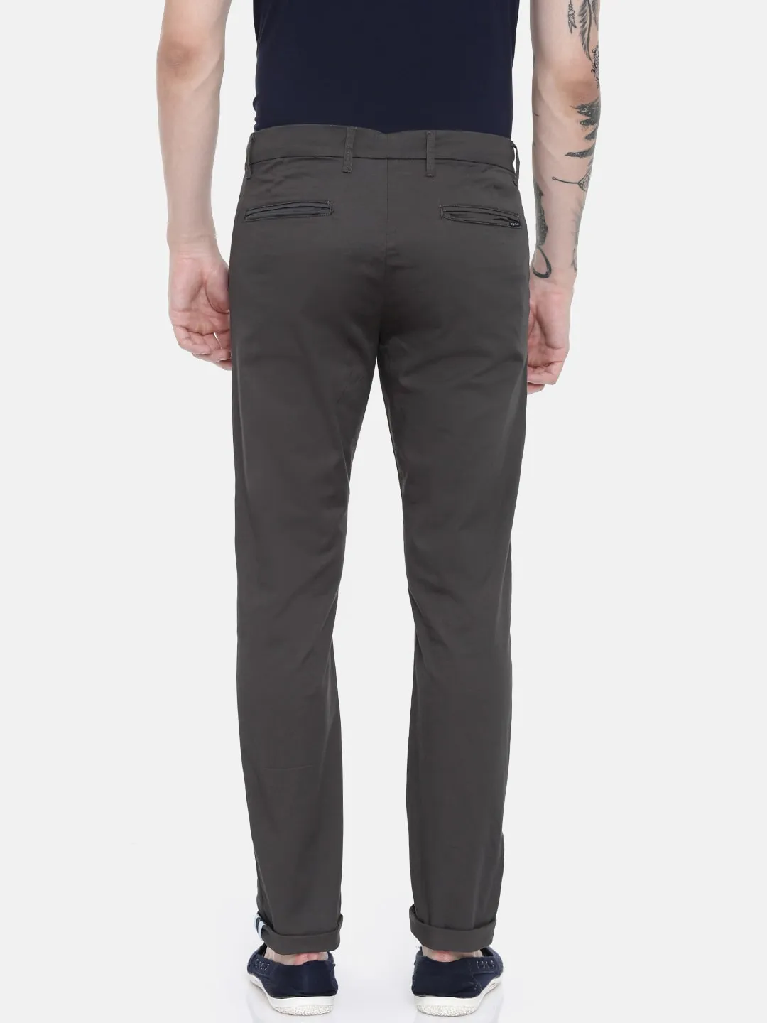 Grey Regular Fit Men's Chinos by Being Human Clothing - Image 3