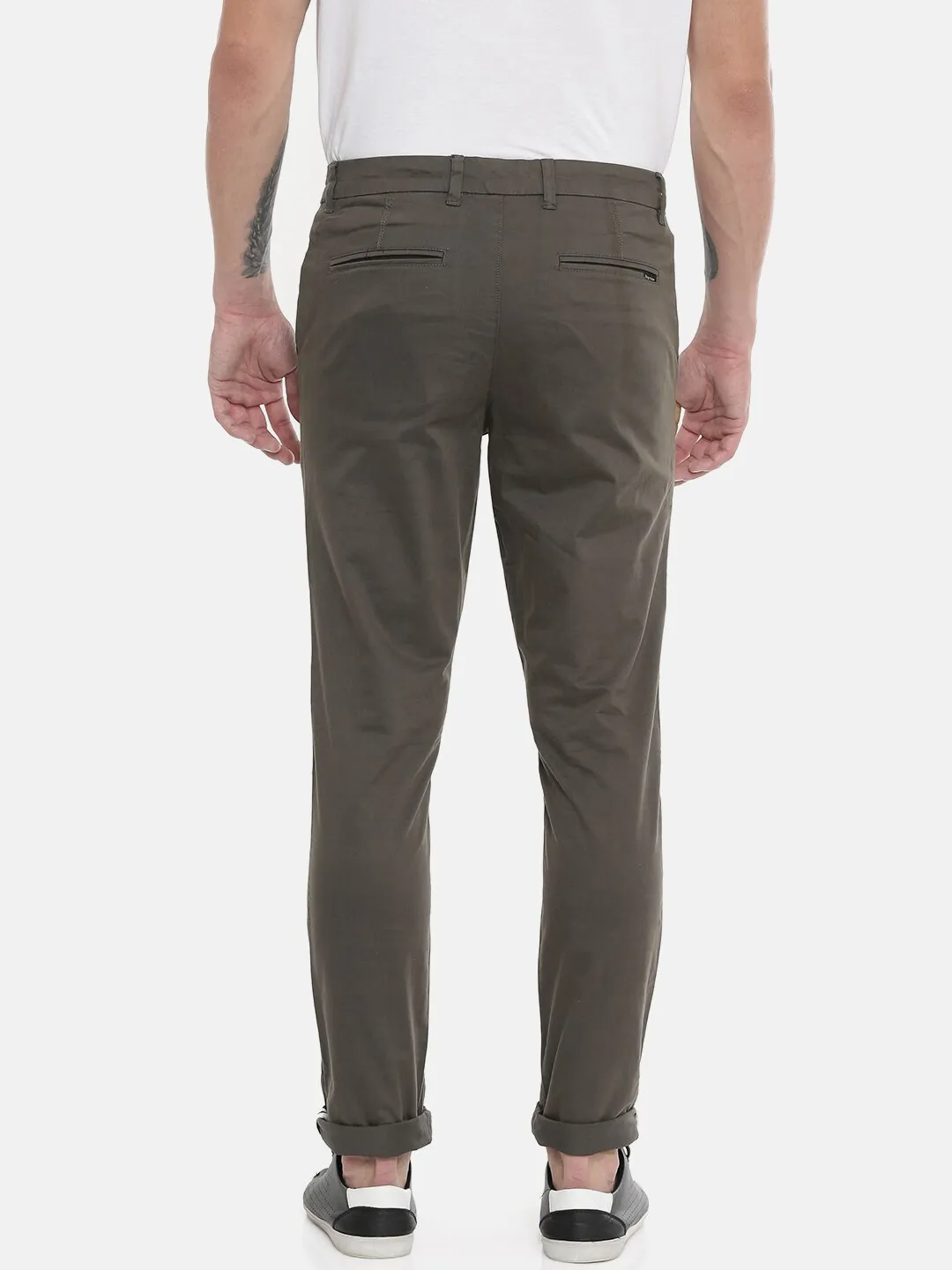 Grey Regular Fit Men's Chinos by Being Human Clothing - Image 3
