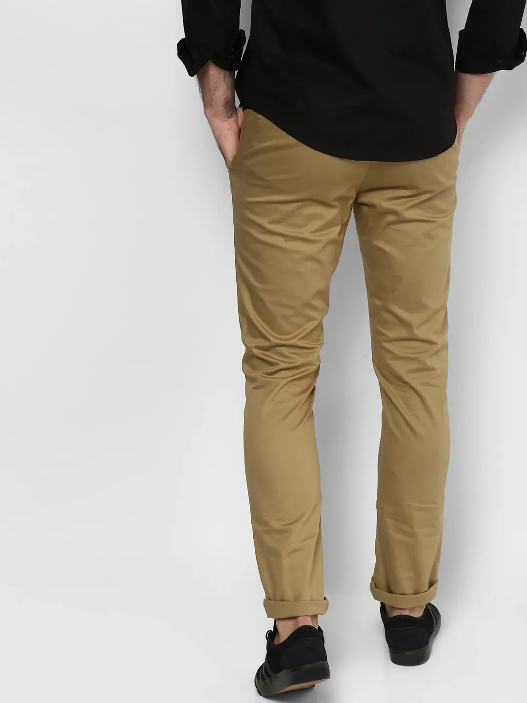 Khaki Regular Fit Men's Chinos by Being Human Clothing - Image 3