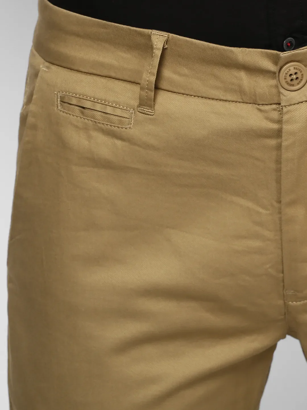 Khaki Regular Fit Men's Chinos by Being Human Clothing - Image 5