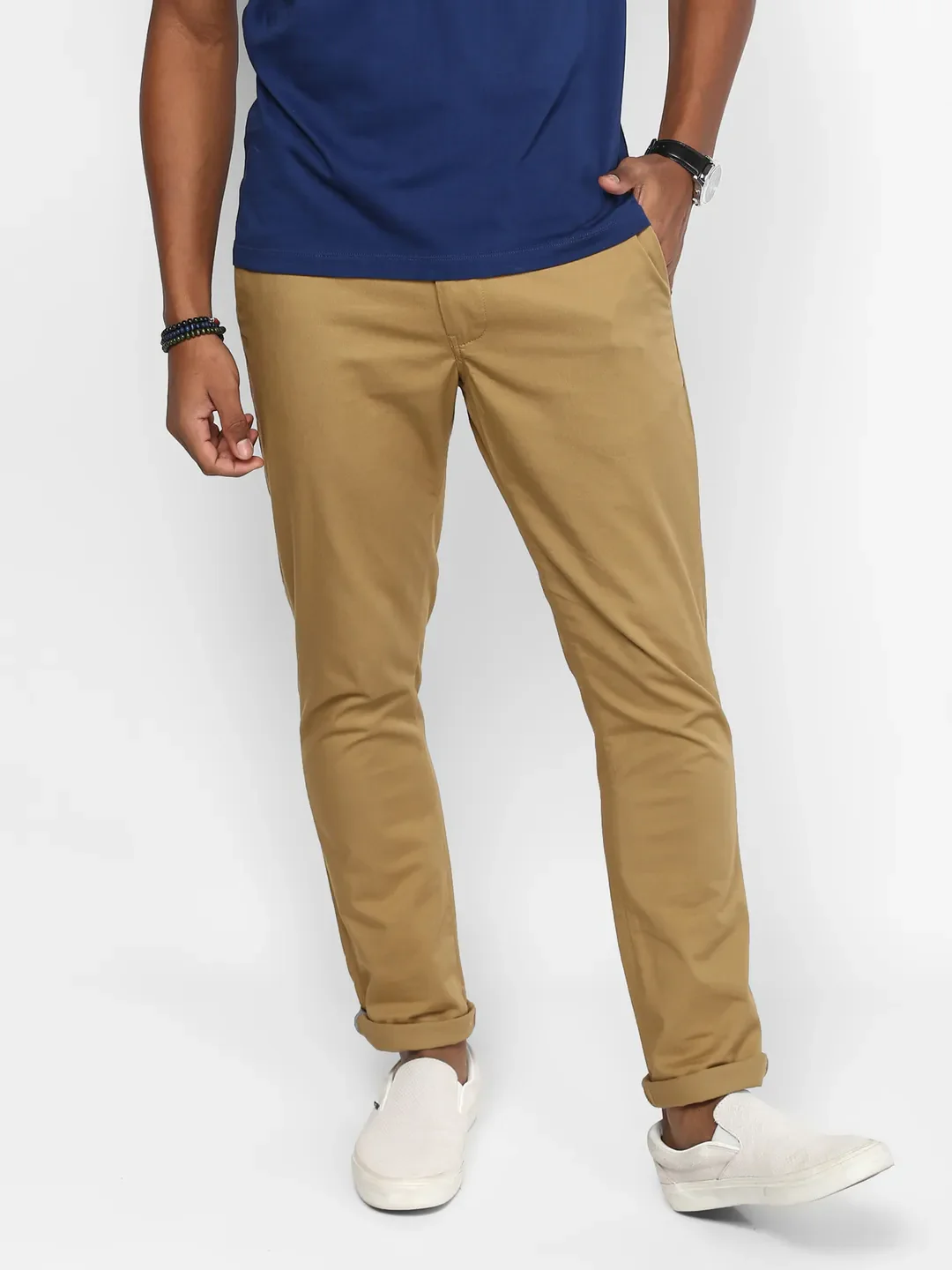 Khaki Regular Fit Men's Chinos by Being Human Clothing