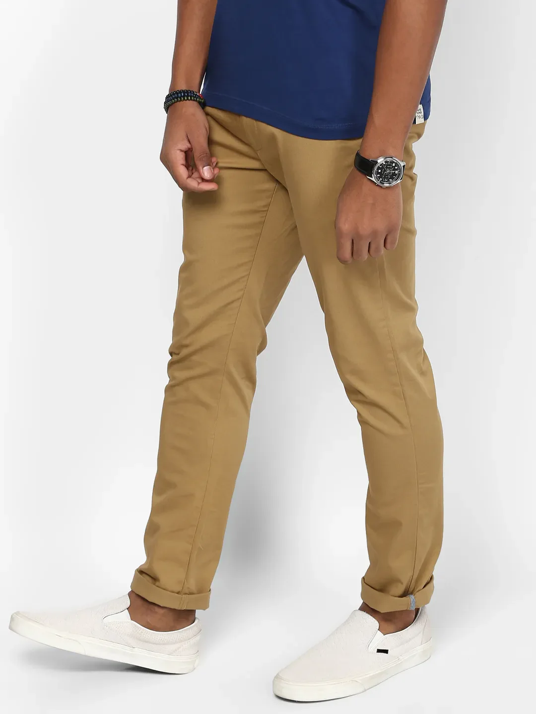 Khaki Regular Fit Men's Chinos by Being Human Clothing - Image 2
