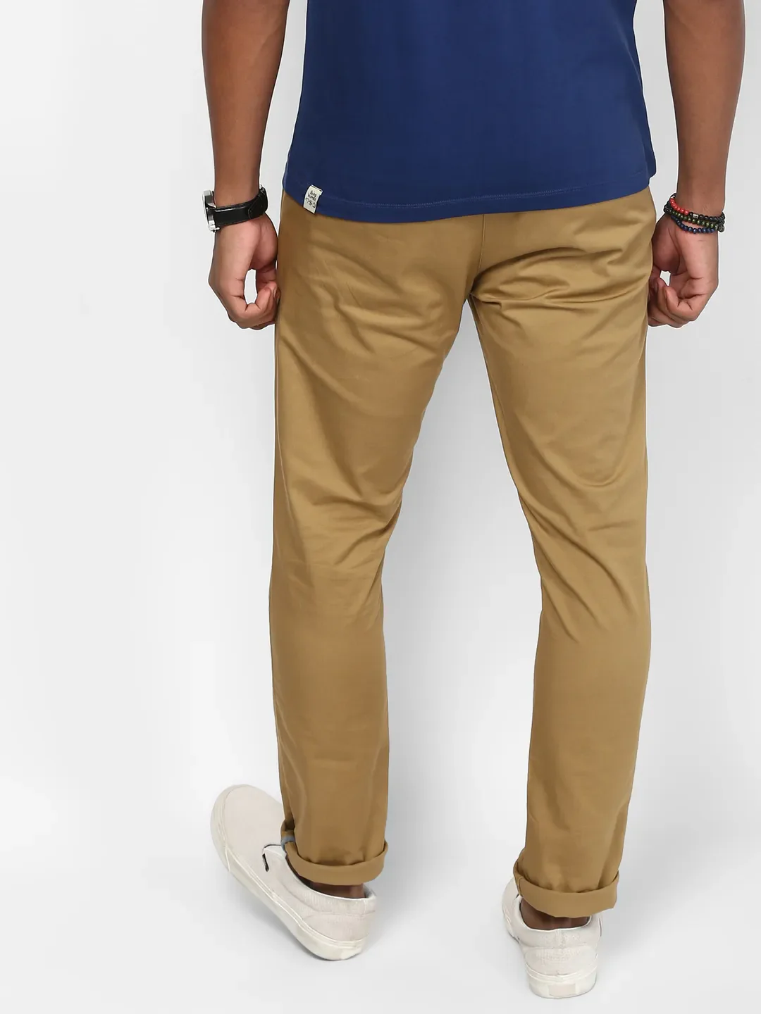 Khaki Regular Fit Men's Chinos by Being Human Clothing - Image 3
