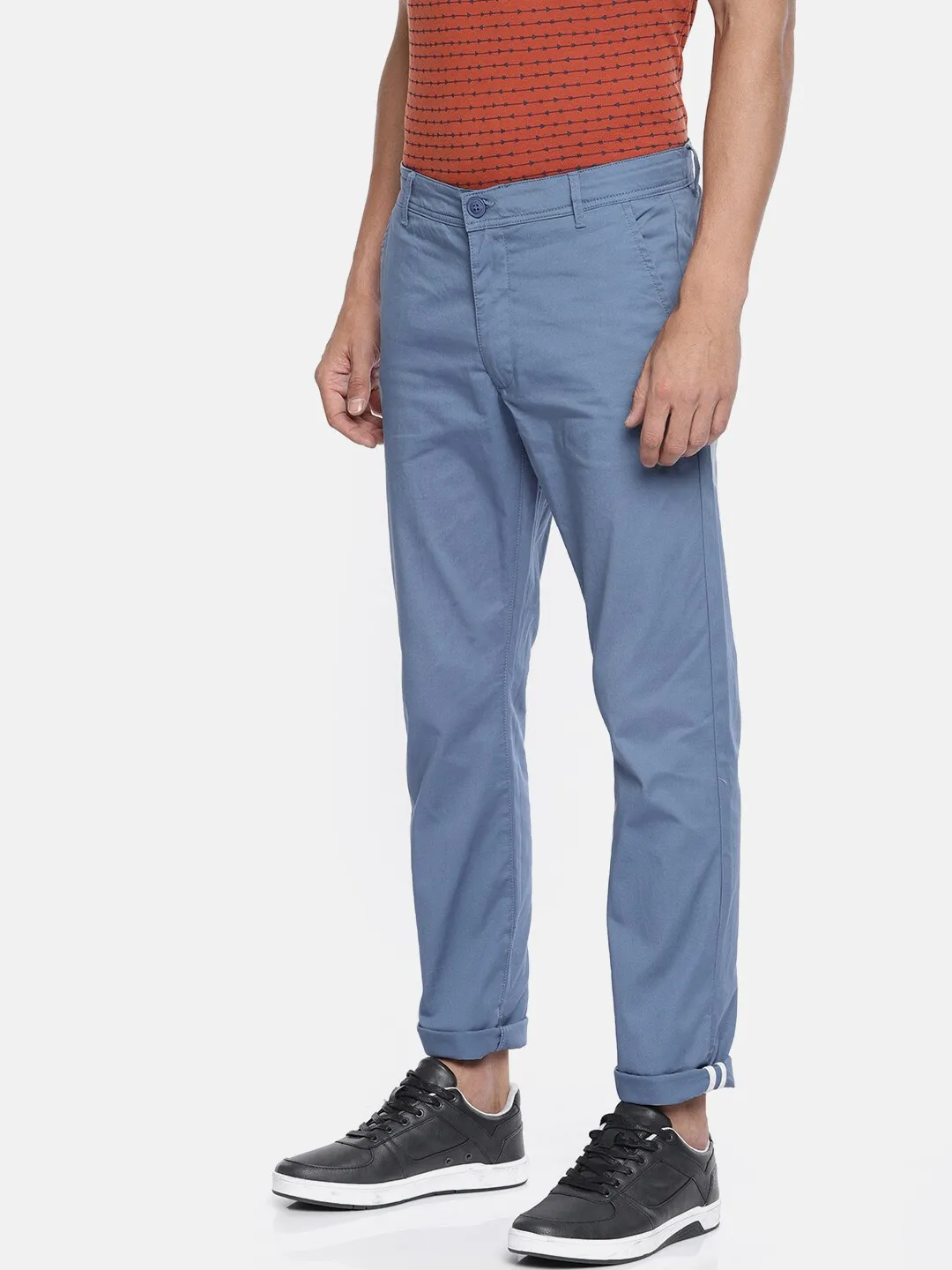 Blue Regular Fit Men's Chinos by Being Human Clothing - Image 2