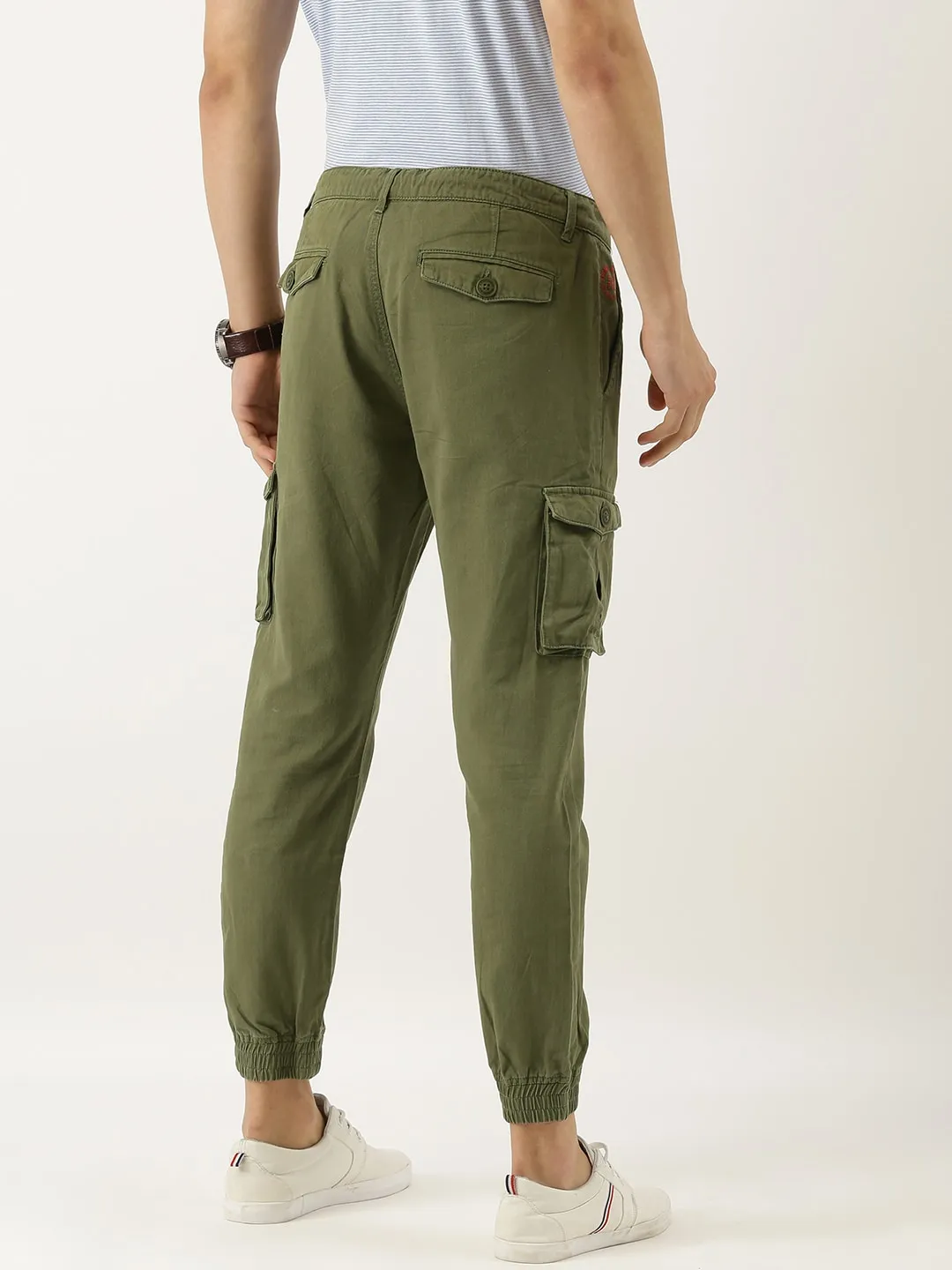 Green Regular Fit Men's Chinos by Being Human Clothing - Image 3