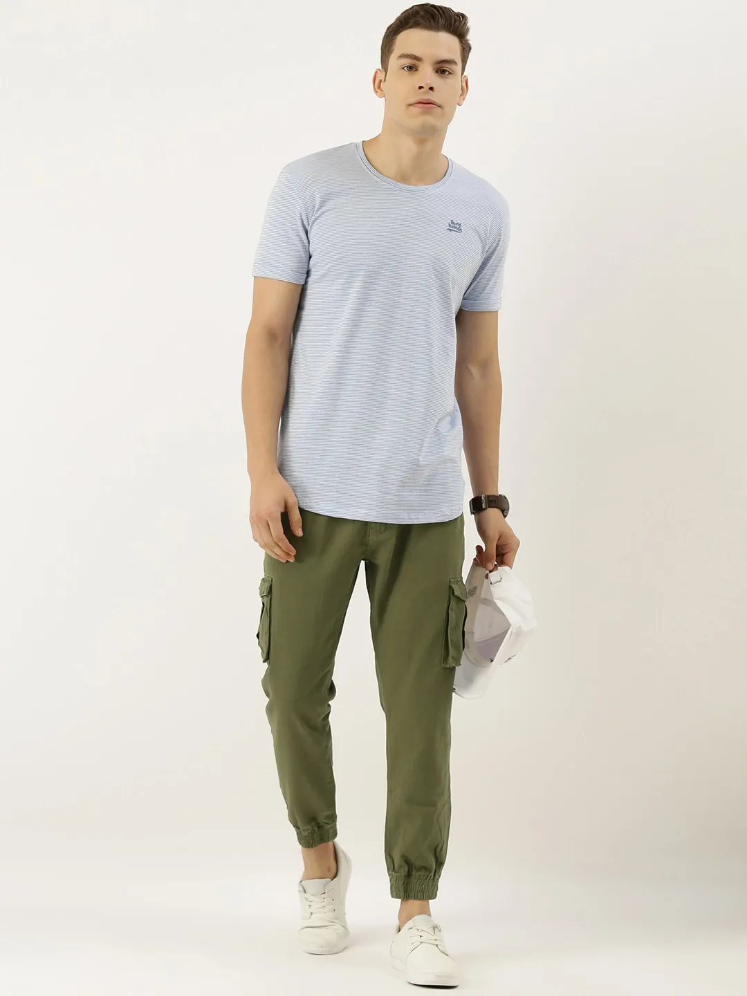 Green Regular Fit Men's Chinos by Being Human Clothing - Image 4