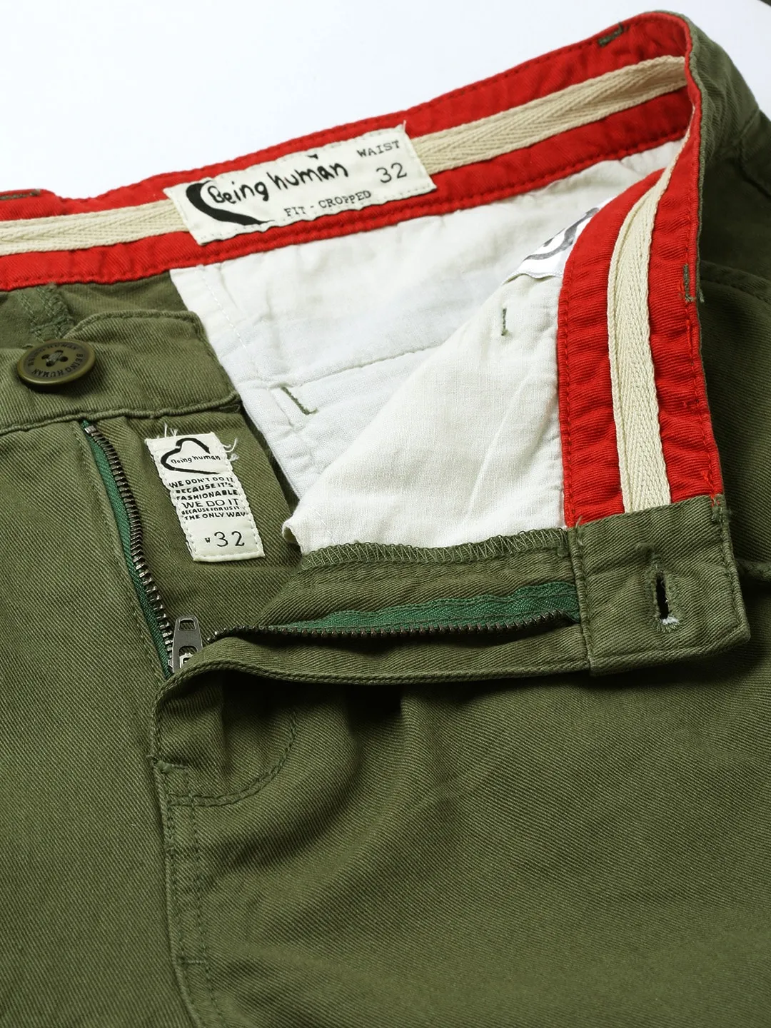 Green Regular Fit Men's Chinos by Being Human Clothing - Image 5
