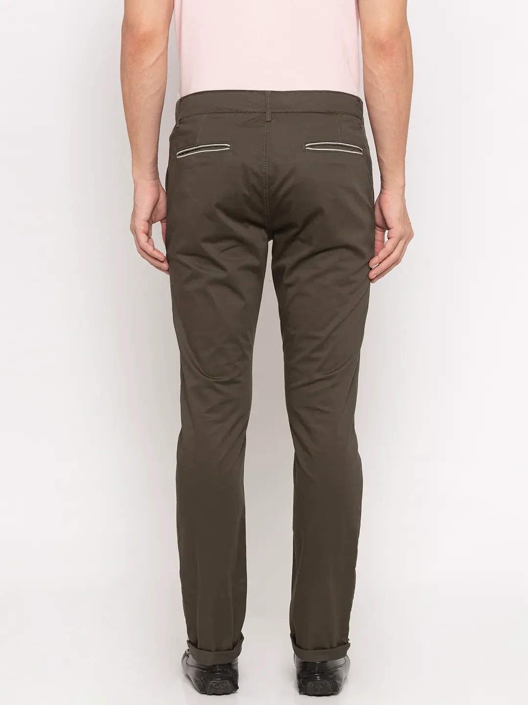 Green Regular Fit Men's Chinos by Being Human Clothing - Image 2