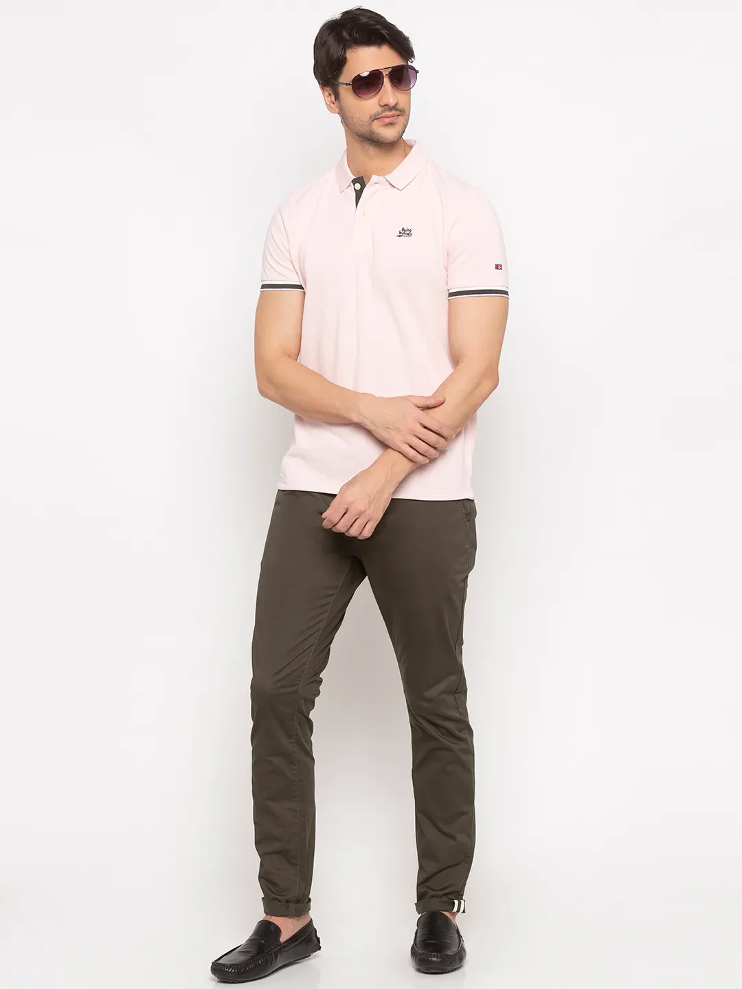 Green Regular Fit Men's Chinos by Being Human Clothing - Image 5