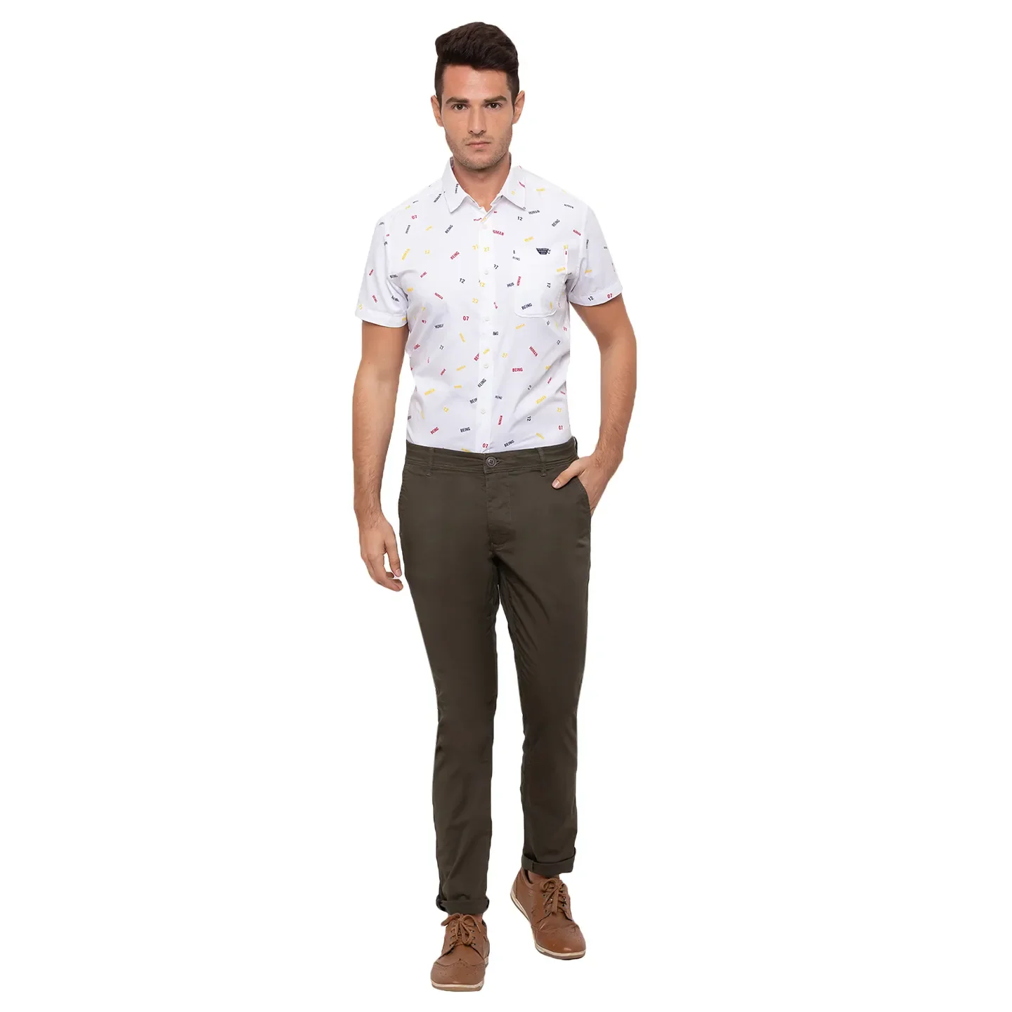 Green Regular Fit  Men's Chinos by Being Human Clothing - Image 5