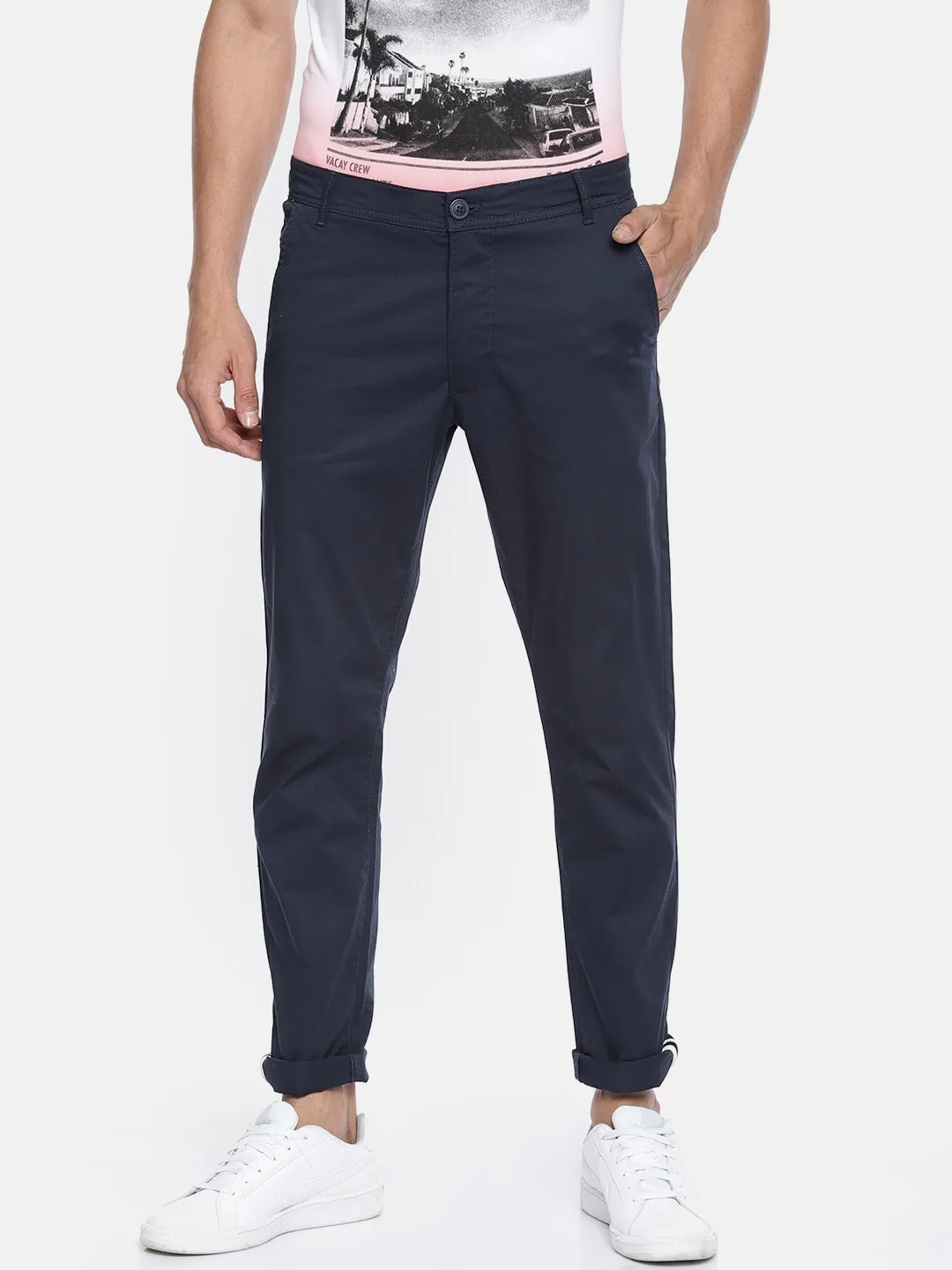 Blue Regular Fit Men's Chinos by Being Human Clothing