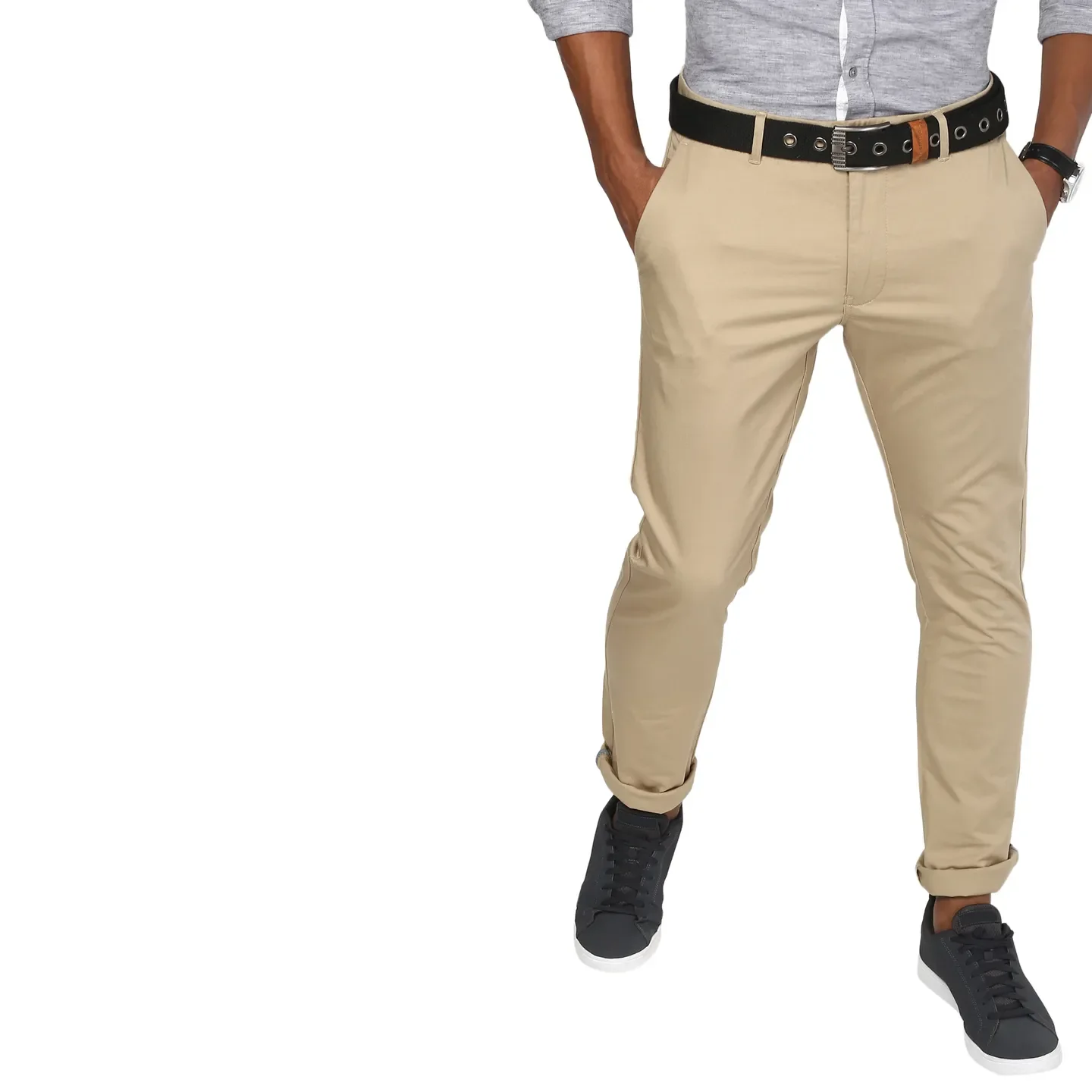 Beige Regular Fit Men's Chinos by Being Human Clothing