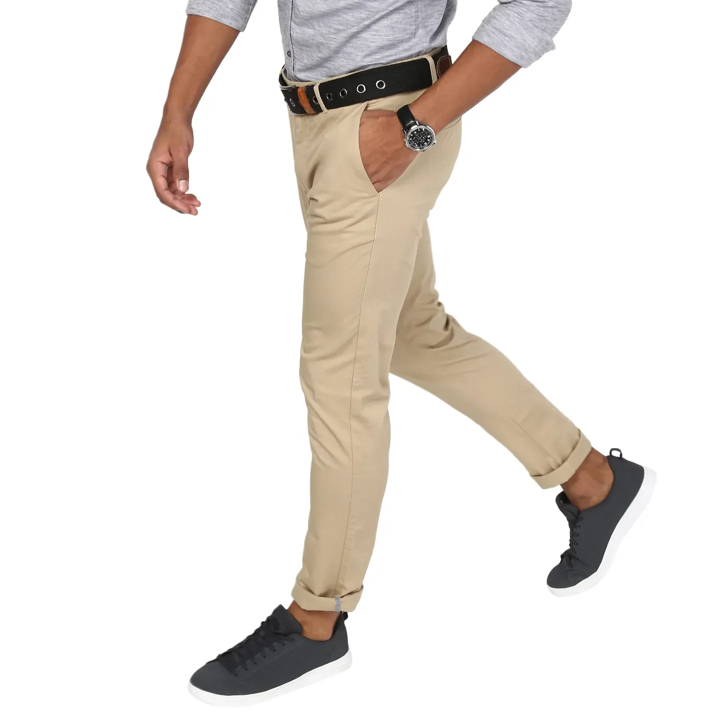 Beige Regular Fit Men's Chinos by Being Human Clothing - Image 2