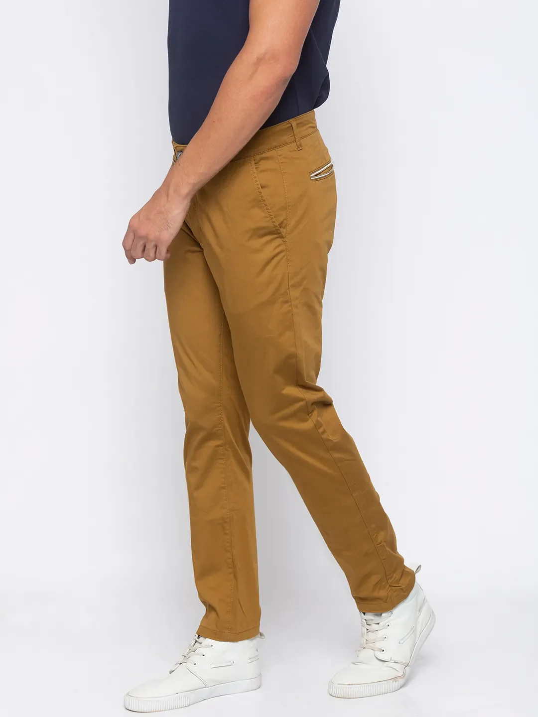 Brown Regular Fit Men's Chinos by Being Human Clothing - Image 2