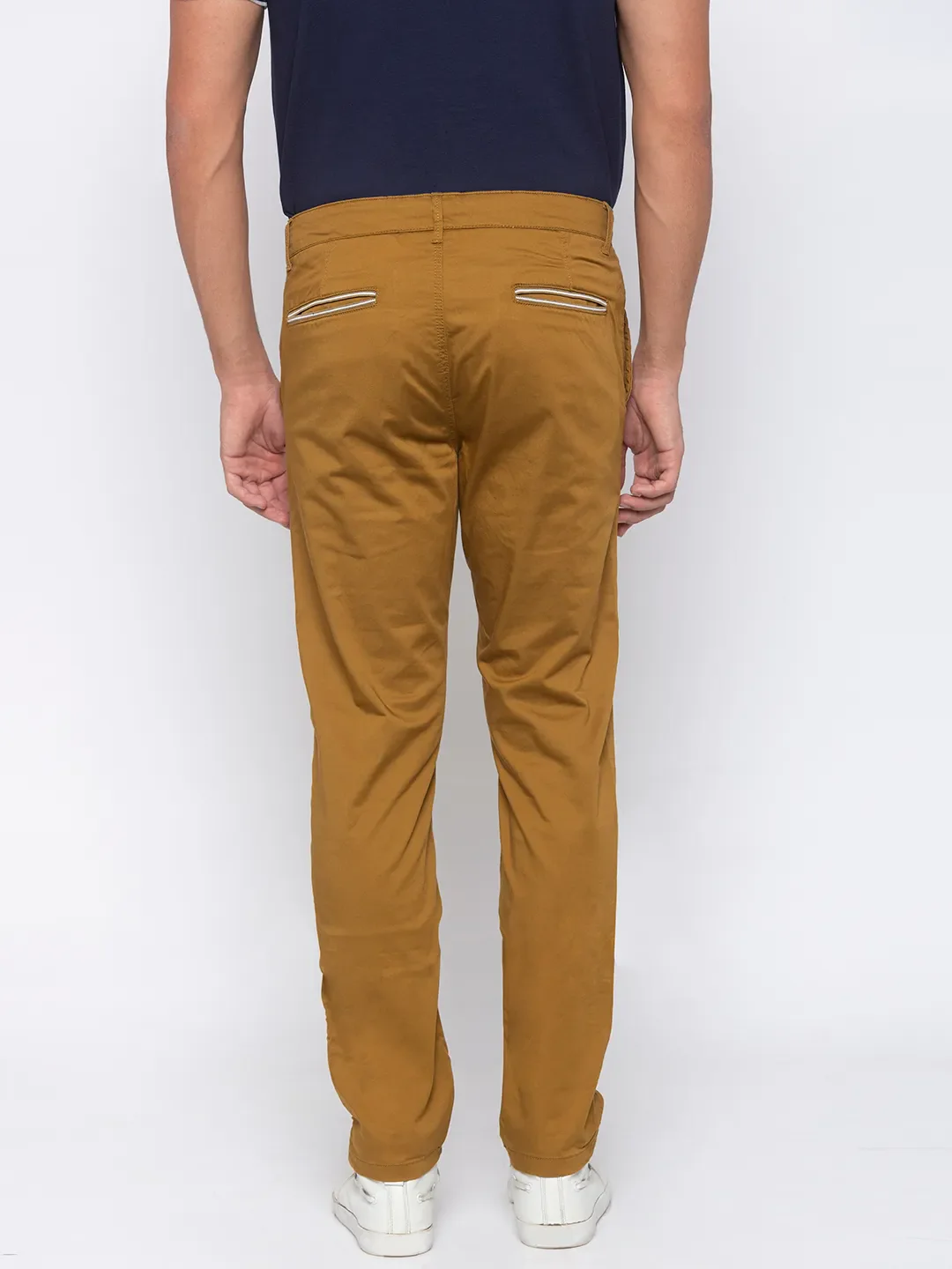 Brown Regular Fit Men's Chinos by Being Human Clothing - Image 3