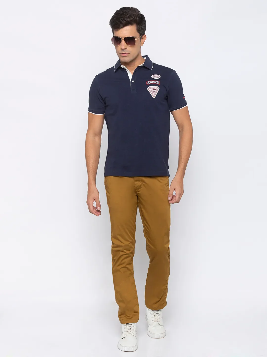Brown Regular Fit Men's Chinos by Being Human Clothing - Image 5