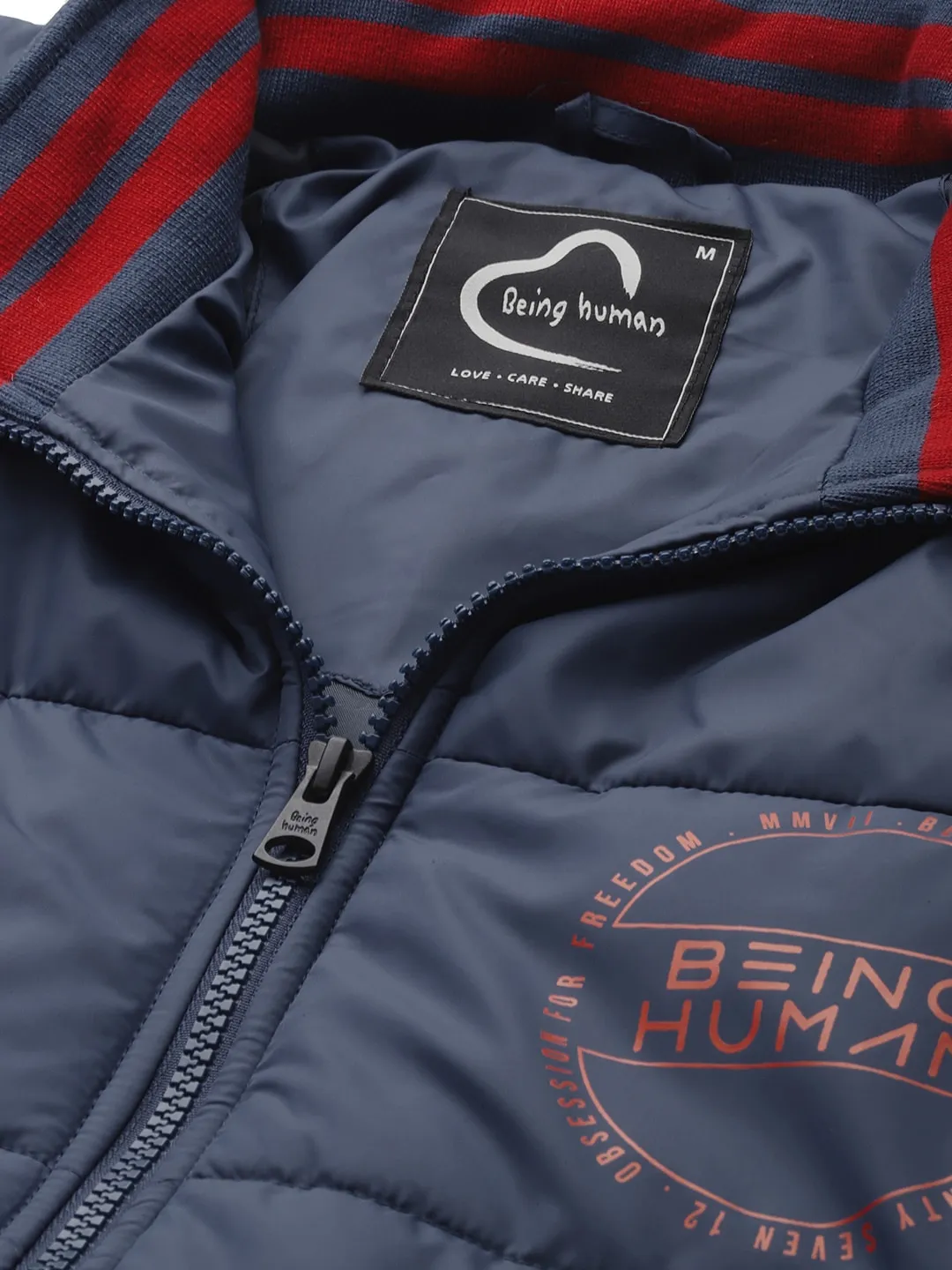 Blue Regular Fit Long Sleeves Cotton Men's Jacket by Being Human Clothing