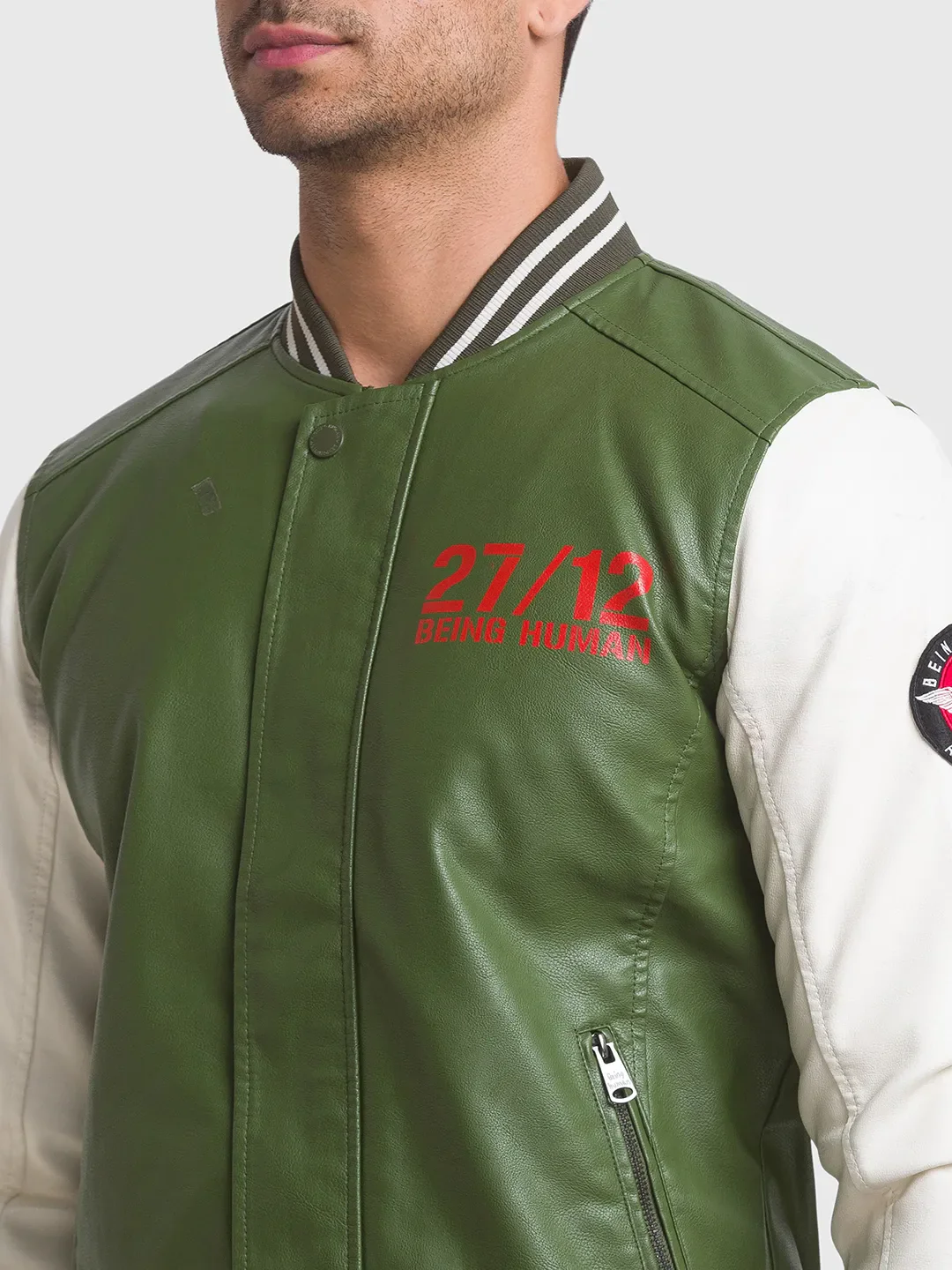 Green Regular Fit Long Sleeves Polyester Men's Jacket by Being Human Clothing - Image 4
