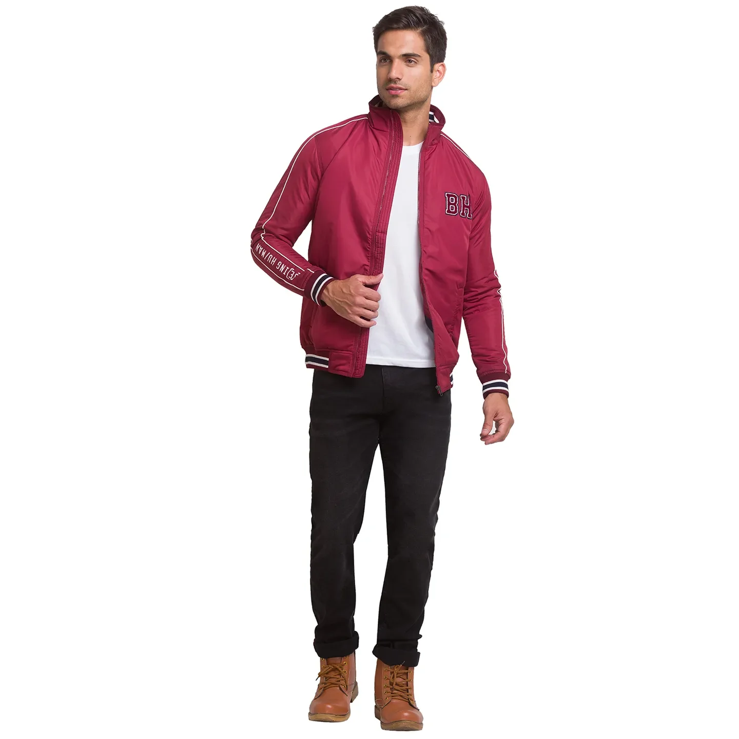 Red Regular Fit Long Sleeves Polyester Men's Jacket by Being Human Clothing - Image 9