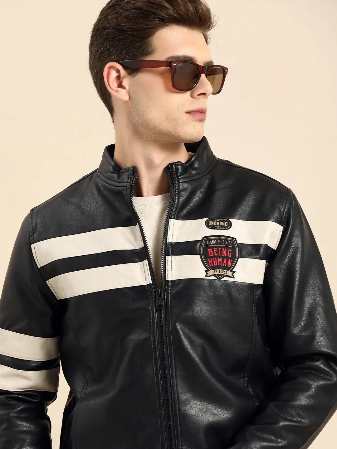 Black Regular Fit Long Sleeves Cotton Men's Jacket by Being Human Clothing