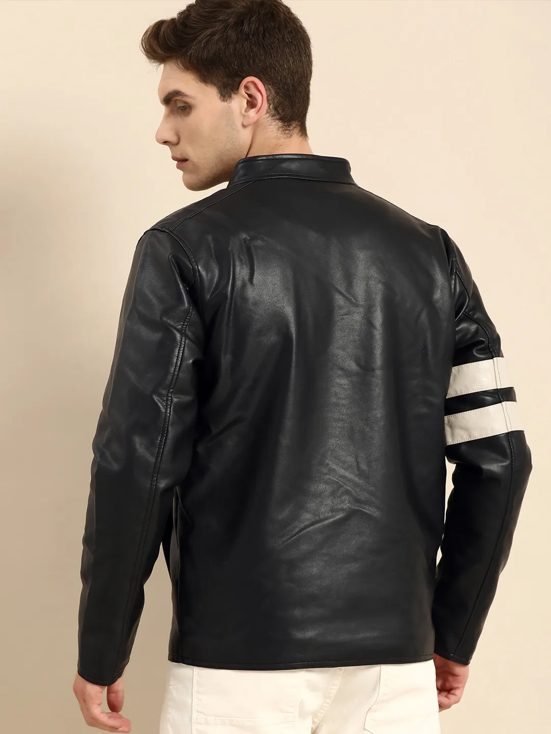 Black Regular Fit Long Sleeves Cotton Men's Jacket by Being Human Clothing - Image 3