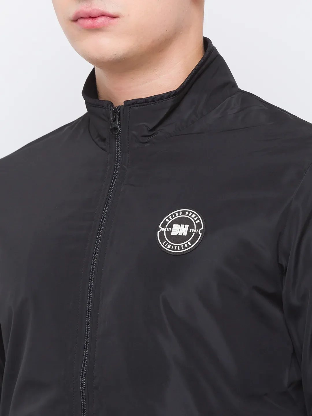 Black Regular Fit Long Sleeves Polyester Men's Jacket by Being Human Clothing - Image 3