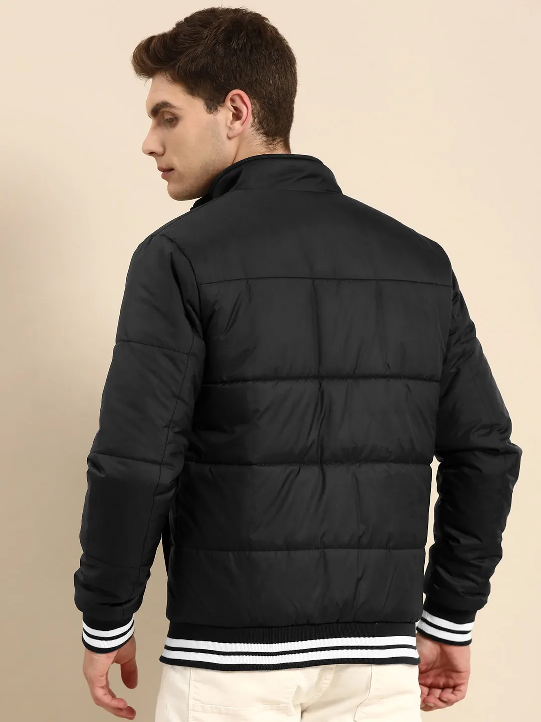 Black Regular Fit Long Sleeves Cotton Men's Jacket by Being Human Clothing - Image 2