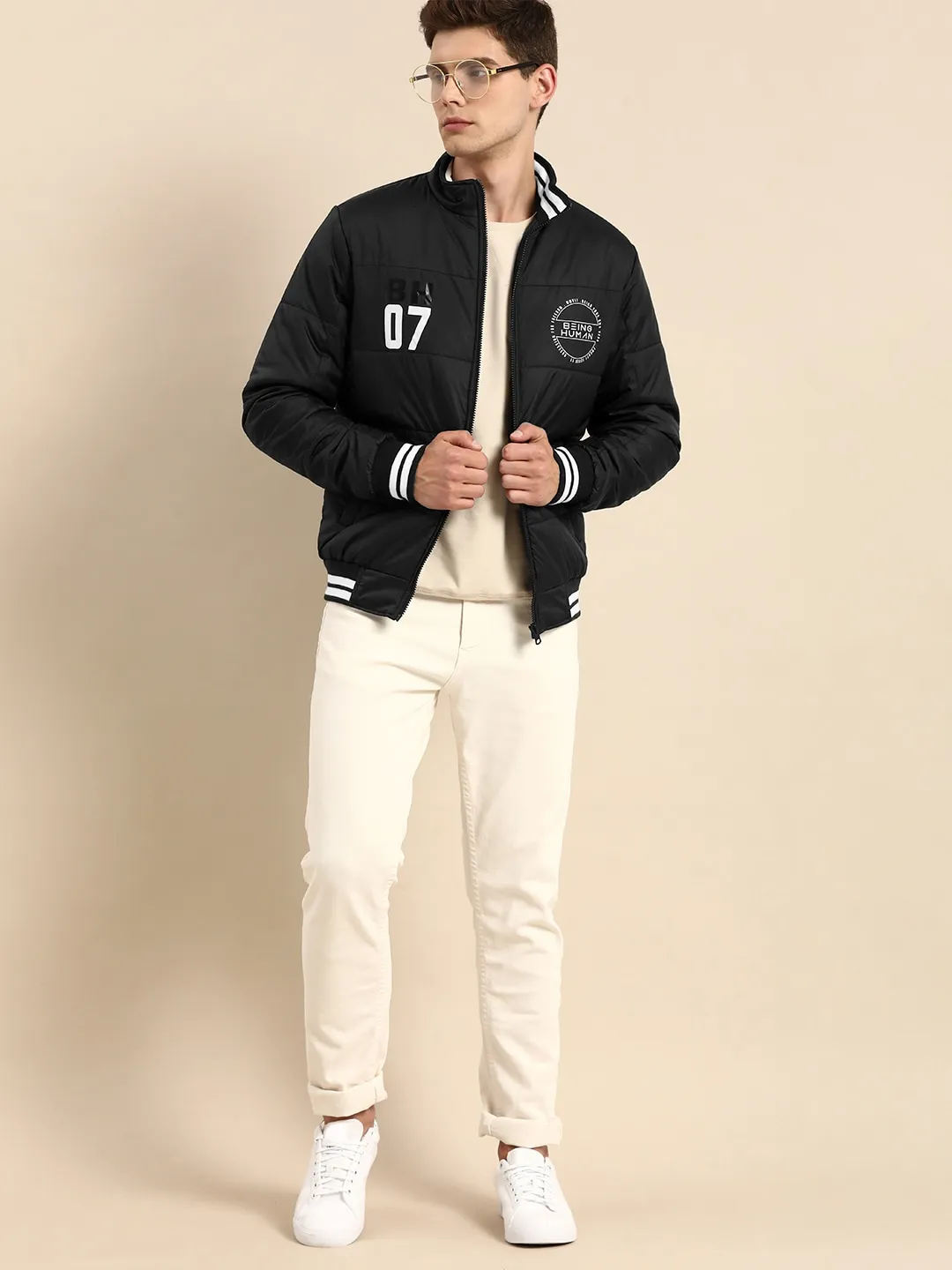 Black Regular Fit Long Sleeves Cotton Men's Jacket by Being Human Clothing - Image 5