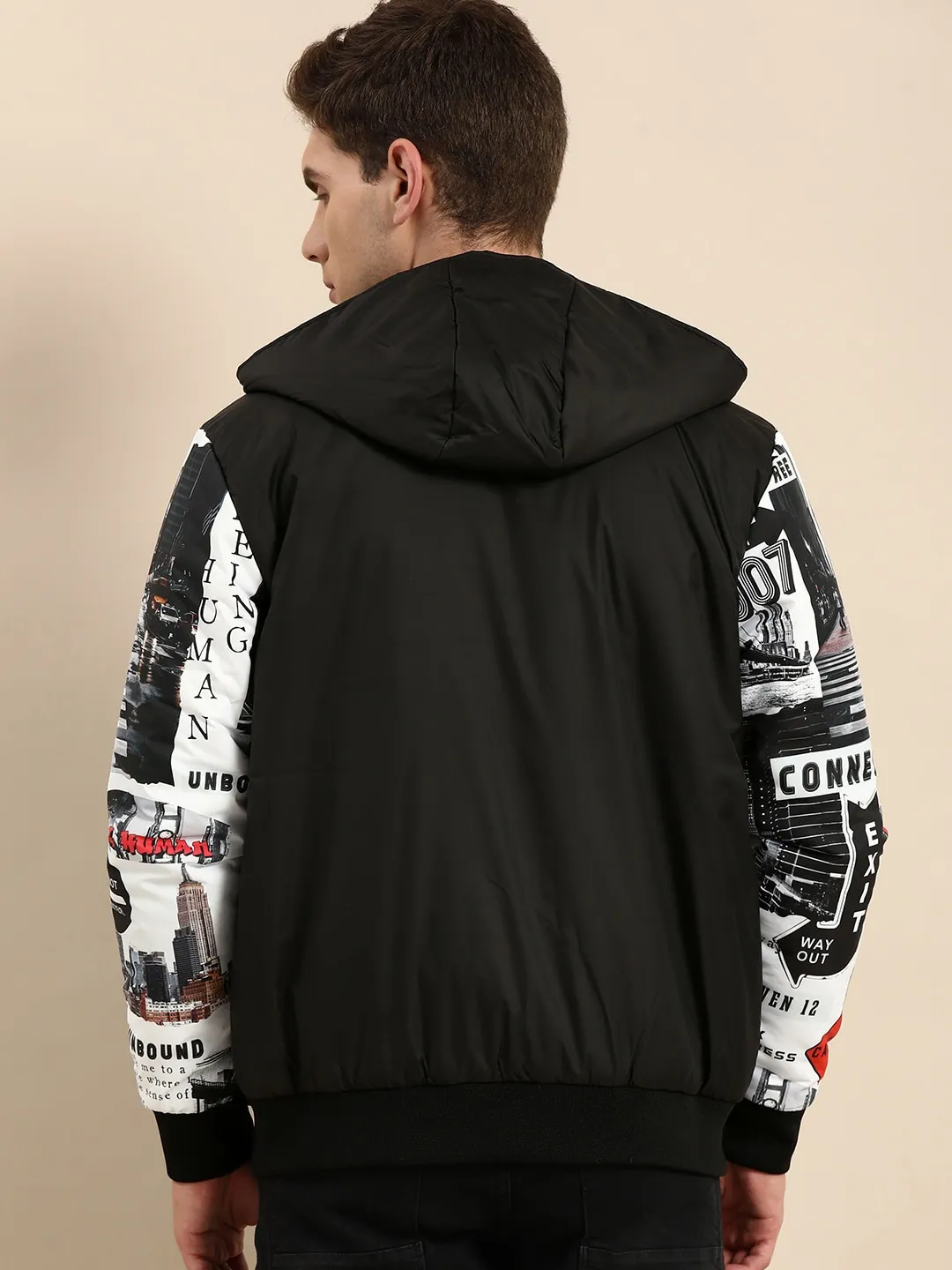 Black Regular Fit Long Sleeves Cotton Men's Jacket by Being Human Clothing - Image 5