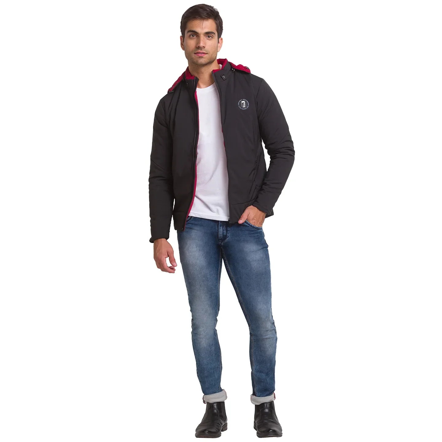 Black Regular Fit Long Sleeves Polyester Men's Jacket by Being Human Clothing - Image 2