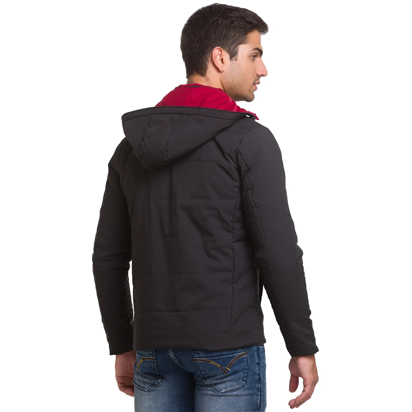 Black Regular Fit Long Sleeves Polyester Men's Jacket by Being Human Clothing - Image 3