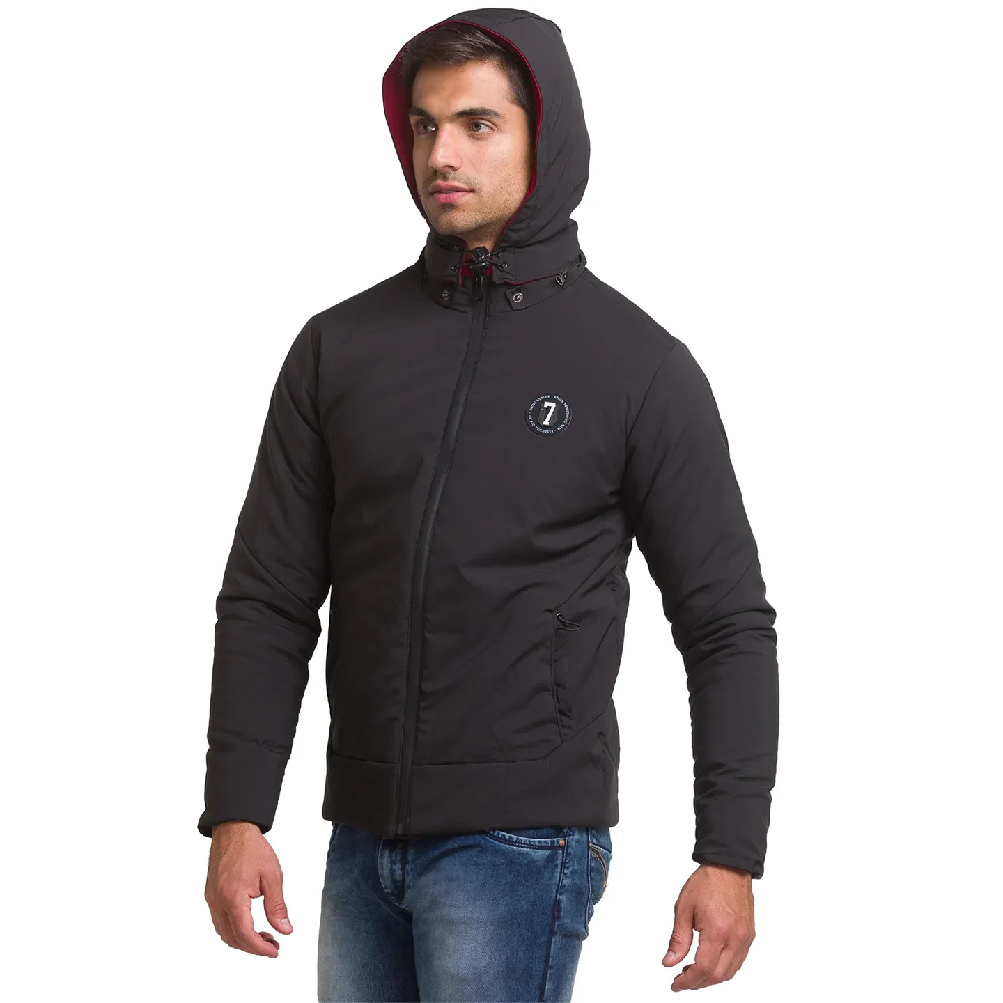 Black Regular Fit Long Sleeves Polyester Men's Jacket by Being Human Clothing - Image 4