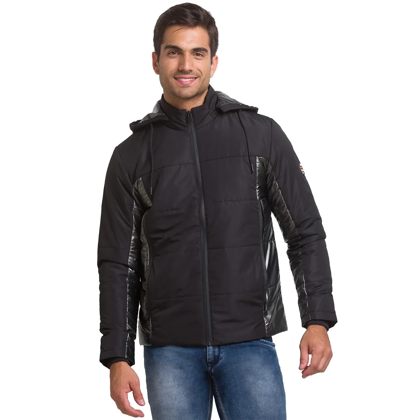 Black Regular Fit Long Sleeves Polyester Men's Jacket by Being Human Clothing