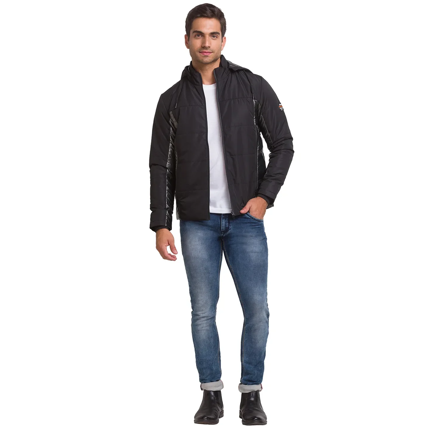 Black Regular Fit Long Sleeves Polyester Men's Jacket by Being Human Clothing - Image 2