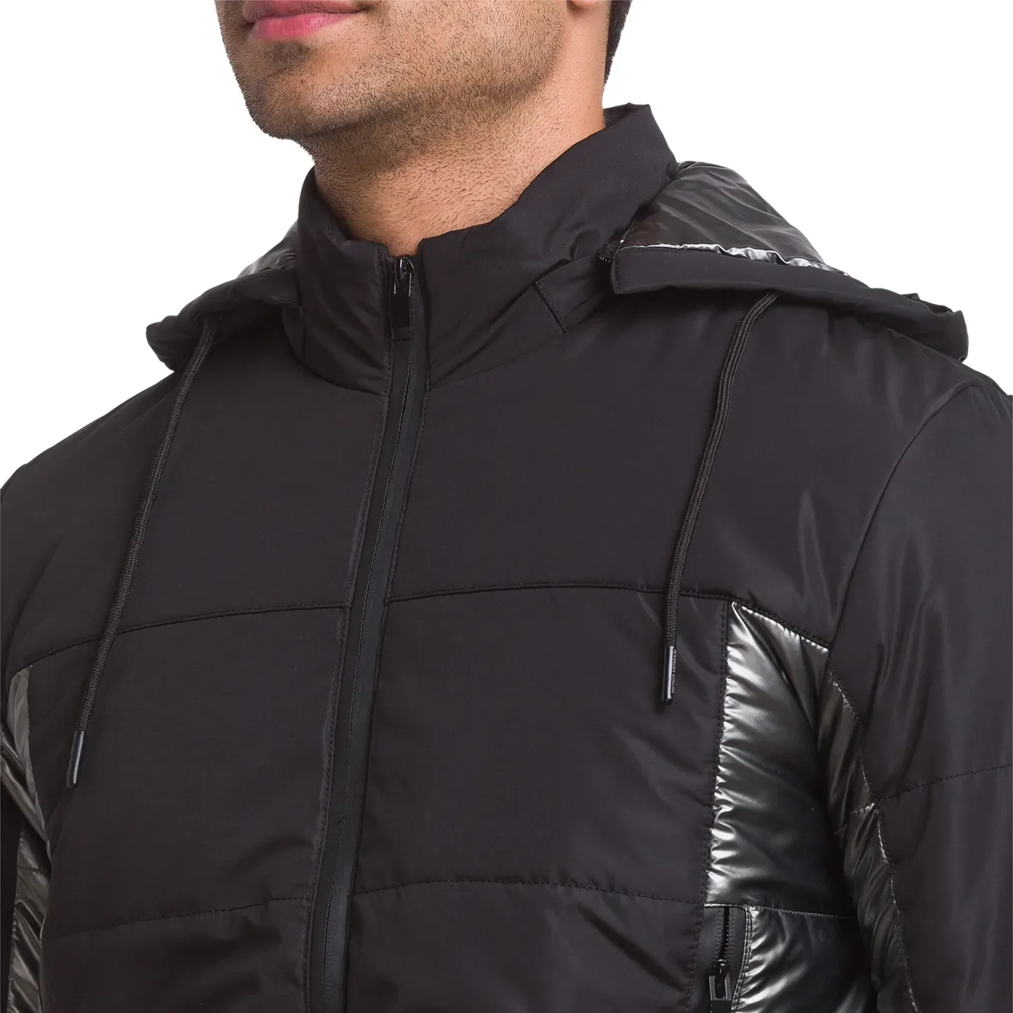 Black Regular Fit Long Sleeves Polyester Men's Jacket by Being Human Clothing - Image 5
