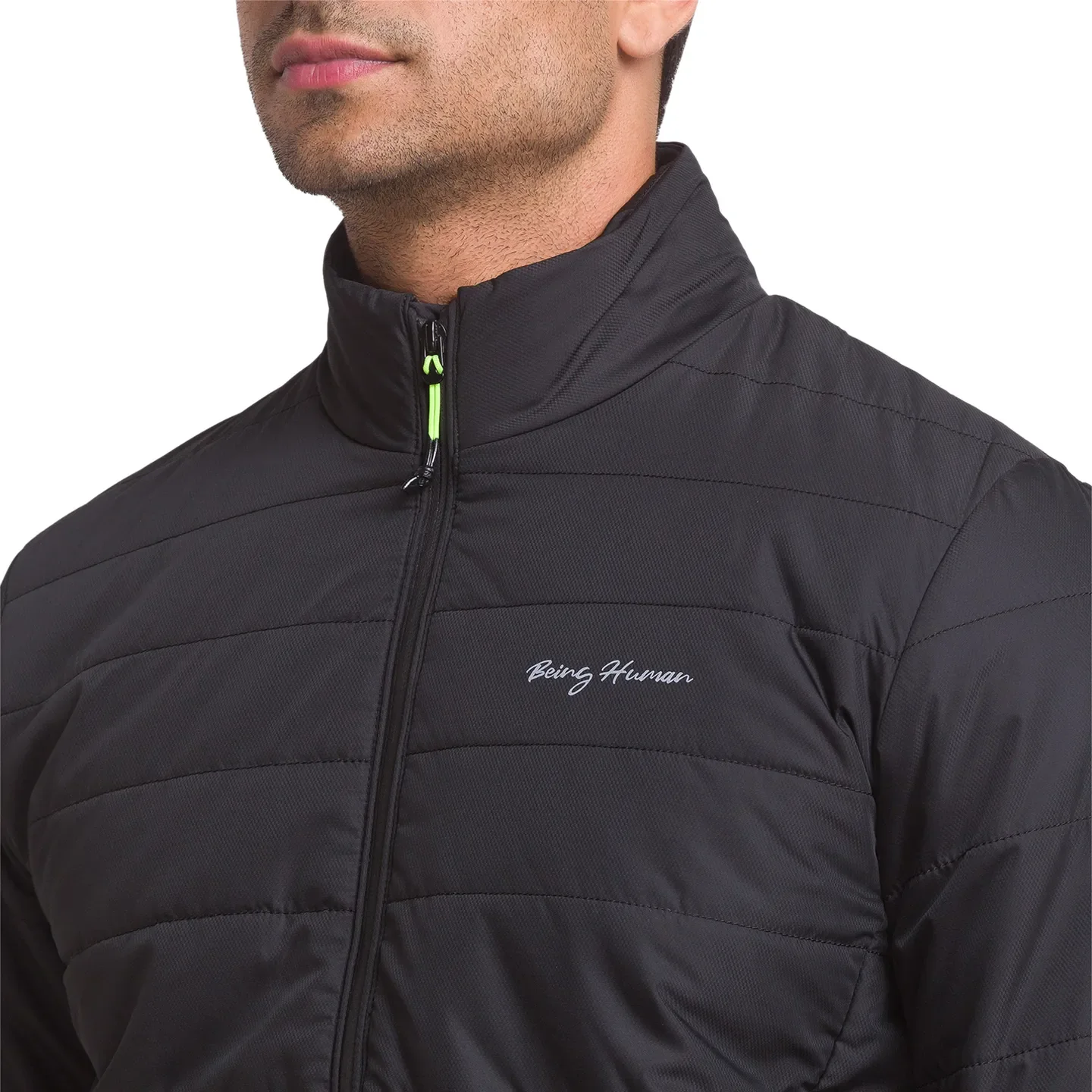 Black Regular Fit Long Sleeves Polyester Men's Jacket by Being Human Clothing - Image 5